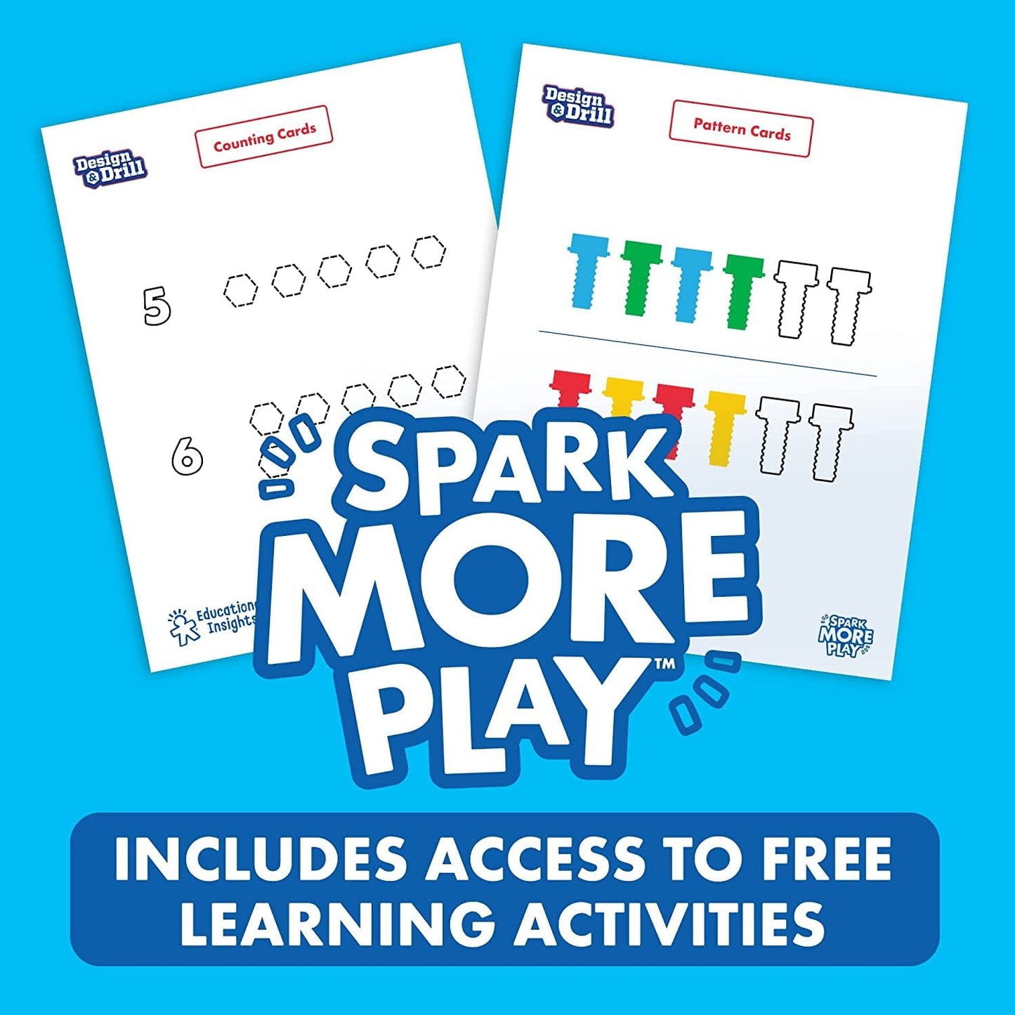 Educational Insights Design & Drill Brightworks, STEM Learning with Toy Drill, 53 Pieces, Boys & Girls Ages 3+