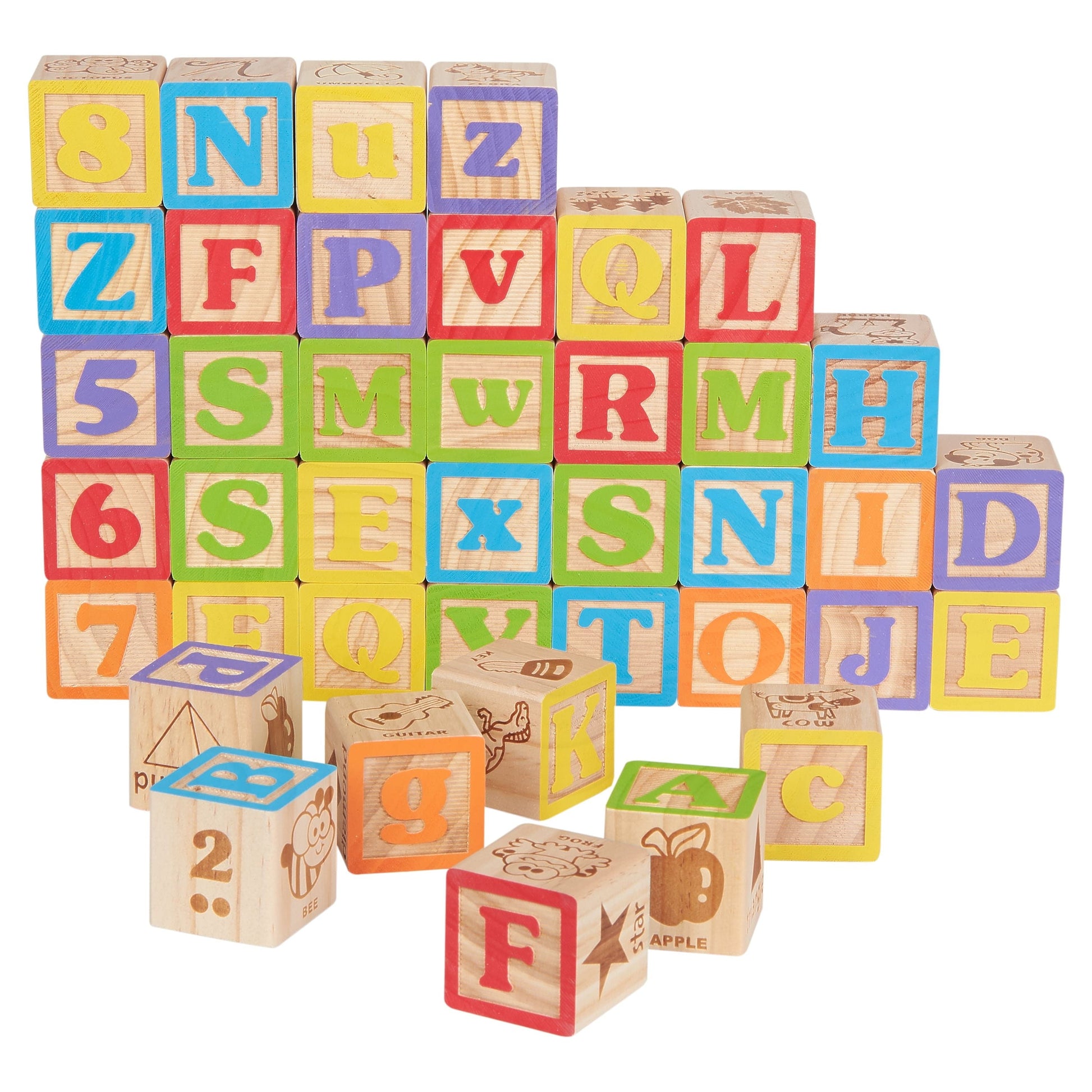Spark Create Imagine ABC Wooden Blocks, 40 Pieces, Baby and Toddler Toys for Ages 18 months and older