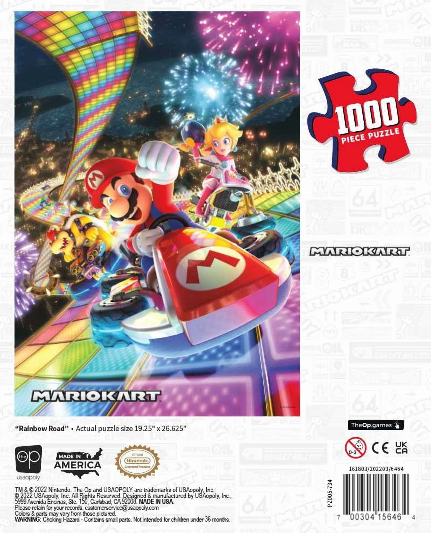 Mario Kart Rainbow Road 1000 Piece Jigsaw Puzzle by Usaopoly Featuring Iconic Characters