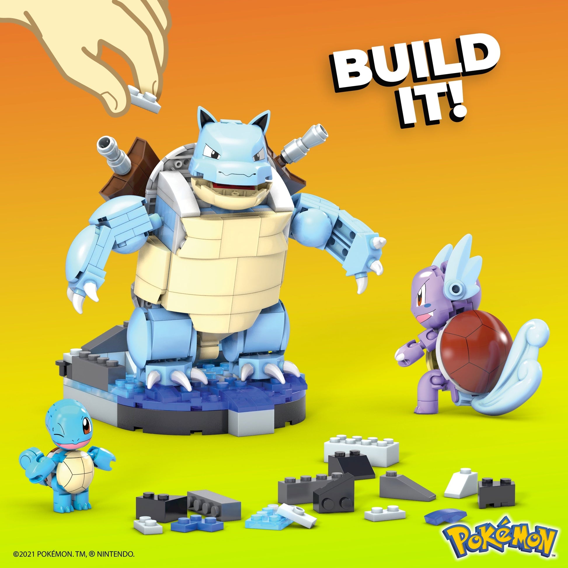 MEGA Pokemon Squirtle Building Toy Kit with 3 Action Figures (379 Pieces) for Kids