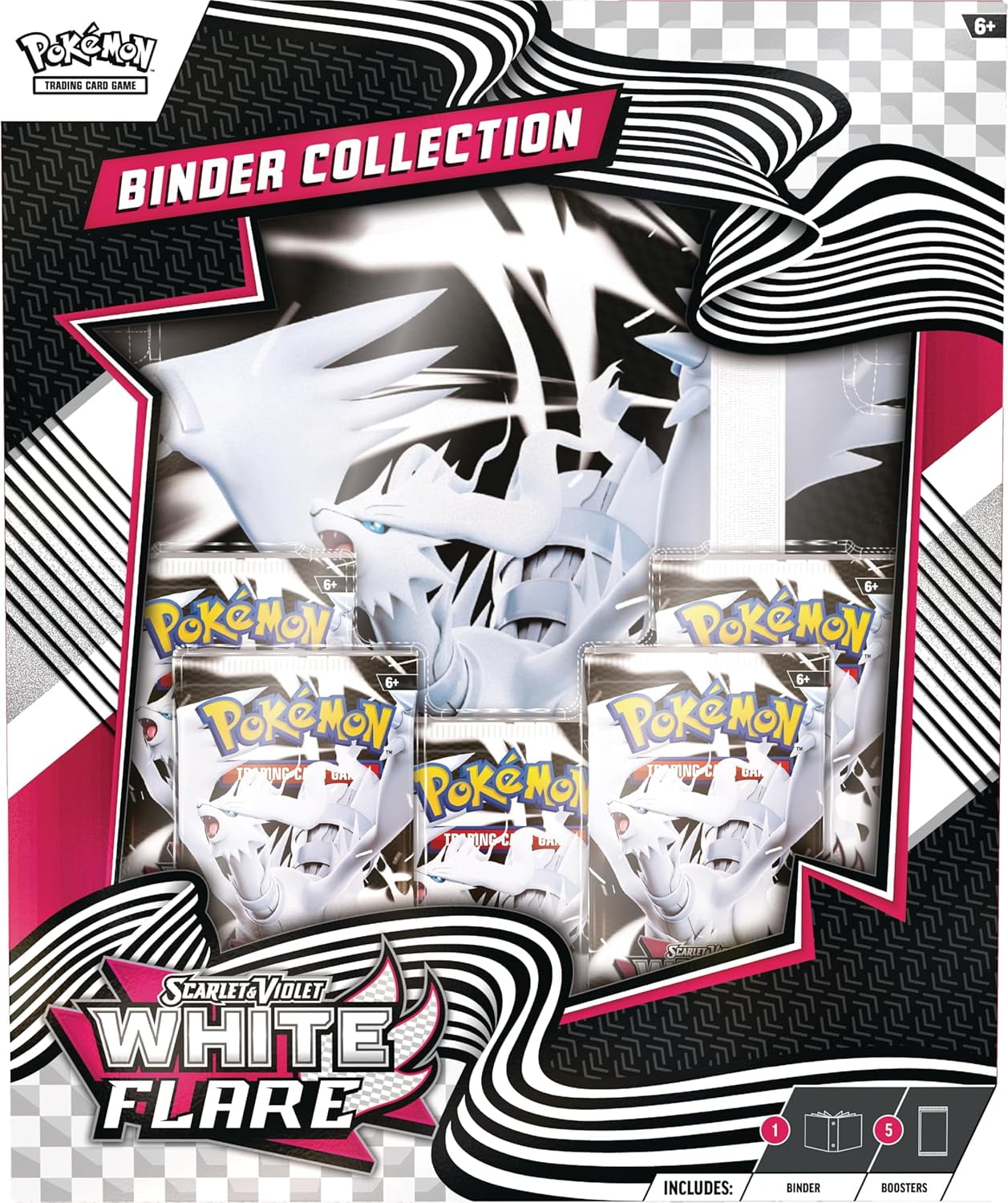 Pokemon Trading Card Games Scarlet & Violet 10.5 White Flare Binder Collection Box, 5 Packs