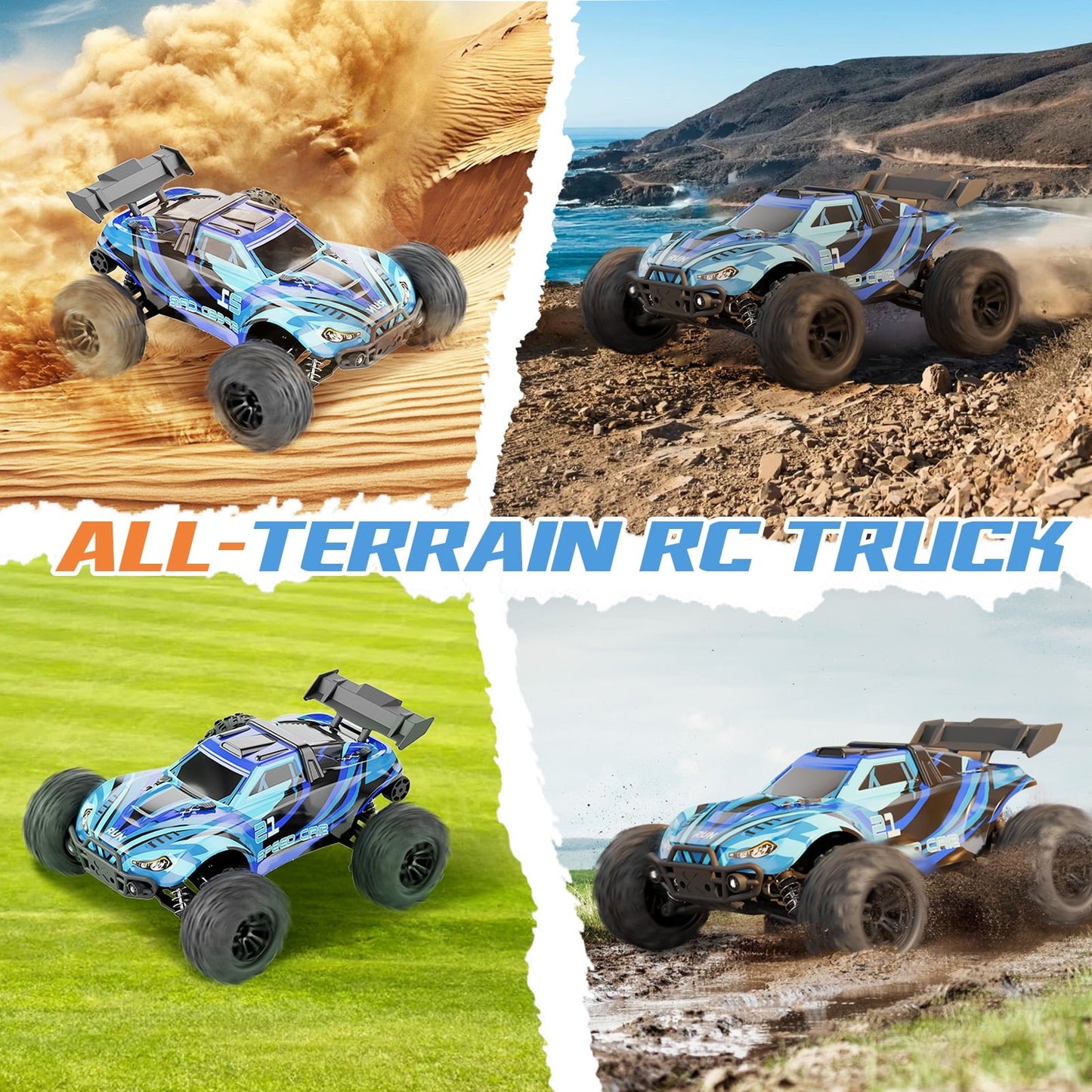 Loheer 1:16 RC Car for Adults & Kids, All Terrain 4x4 Remote Control Car, 40+ km/H Off-Road RC Trucks, 40+ Mins Running High Speed Remote Control Trucks for Teen Boy Girl Gifts