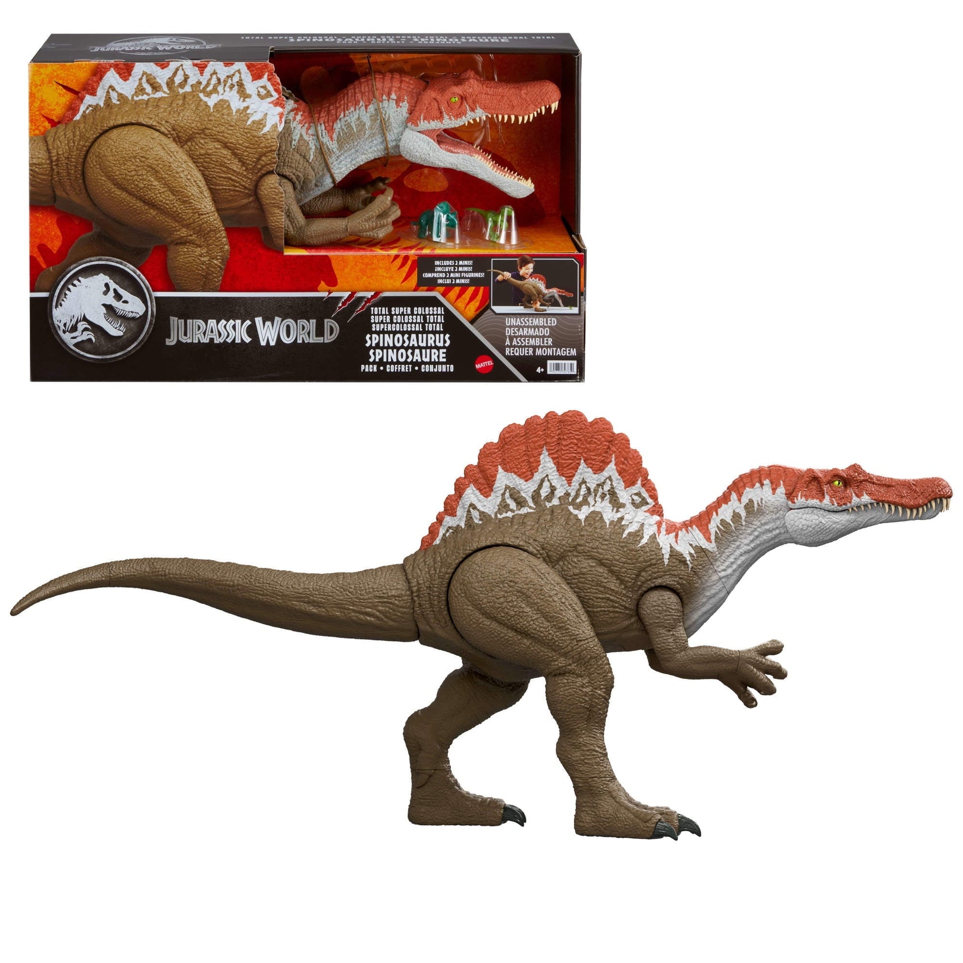Jurassic World Super Colossal Spinosaurus Pack, 36 Inch Long Dinosaur Toy & 2 Mini Figures