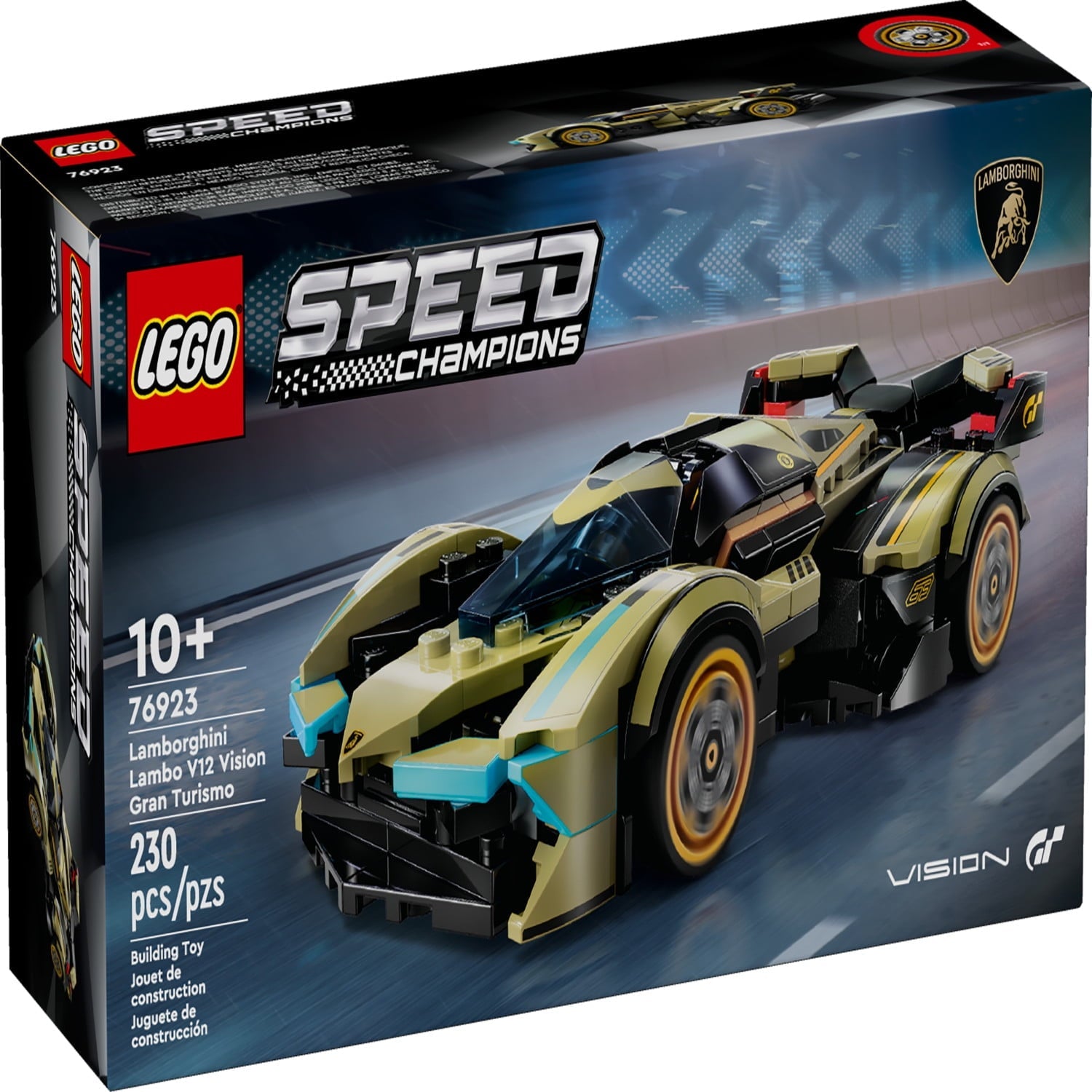 LEGO Speed Champions Lamborghini Lambo V12 Vision GT Super Car, Formula 1 Vehicle Toy, Driving Playset, Buildable Model Set for Kids, Lamborghini Car, Gift for Kids and Gaming Fans, F1 Toy Car, 76923