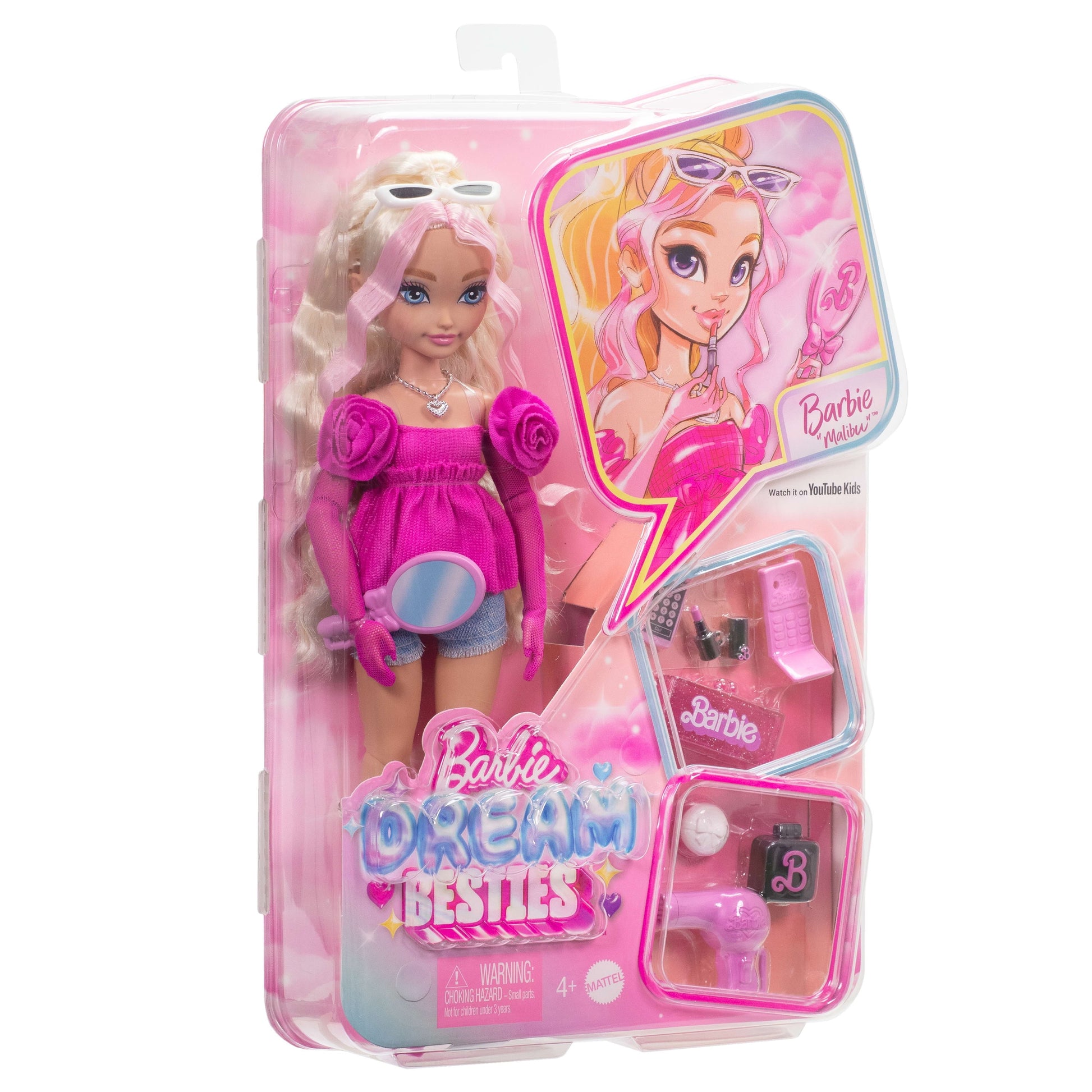 Barbie Dream Besties Barbie “Malibu” Fashion Doll with 8 Makeup & Hair Themed Accessories