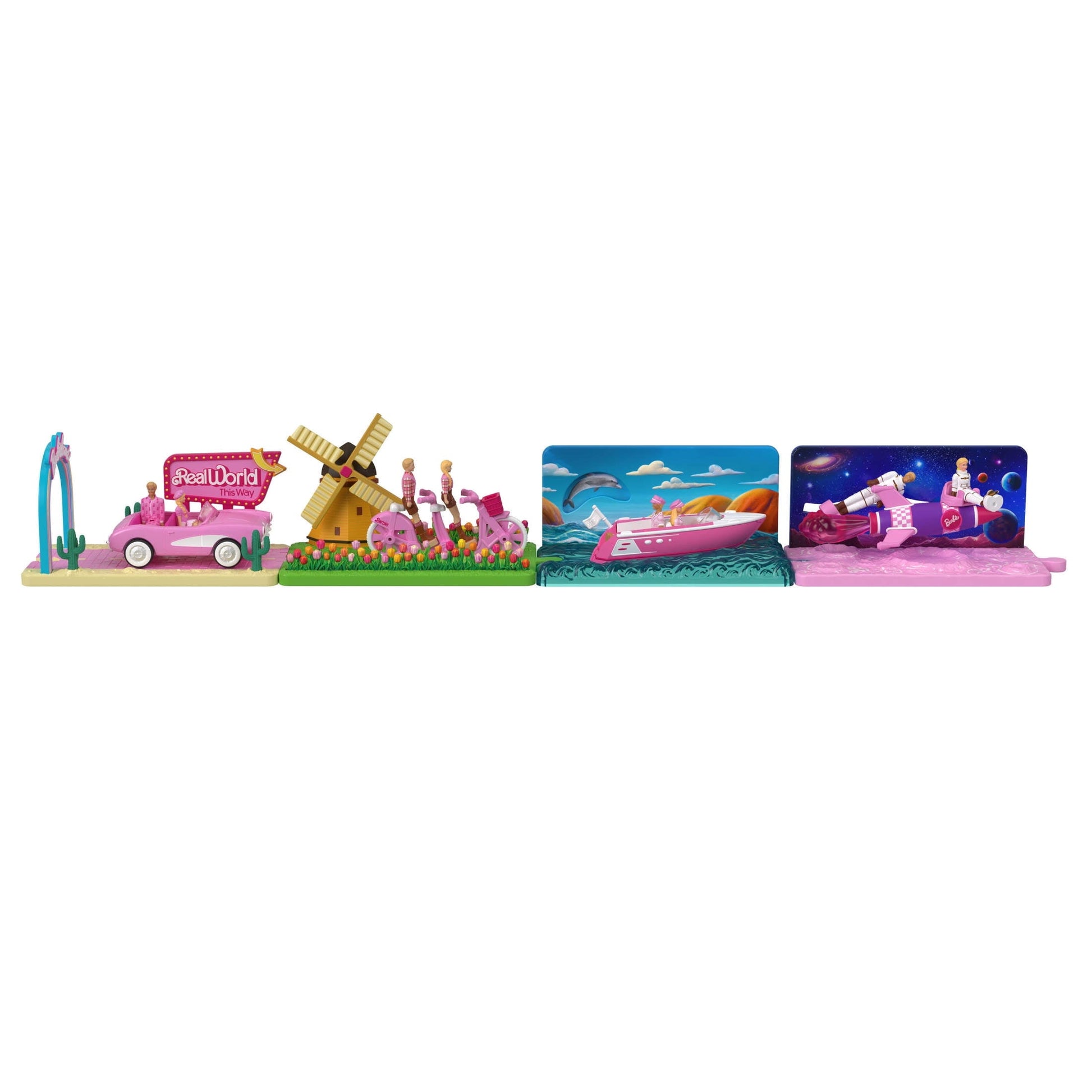 Barbie Mini Barbie Land Barbie The Movie Vehicle Collection, Includes 2 1.5-inch Dolls & Vehicles Inspired by the Film
