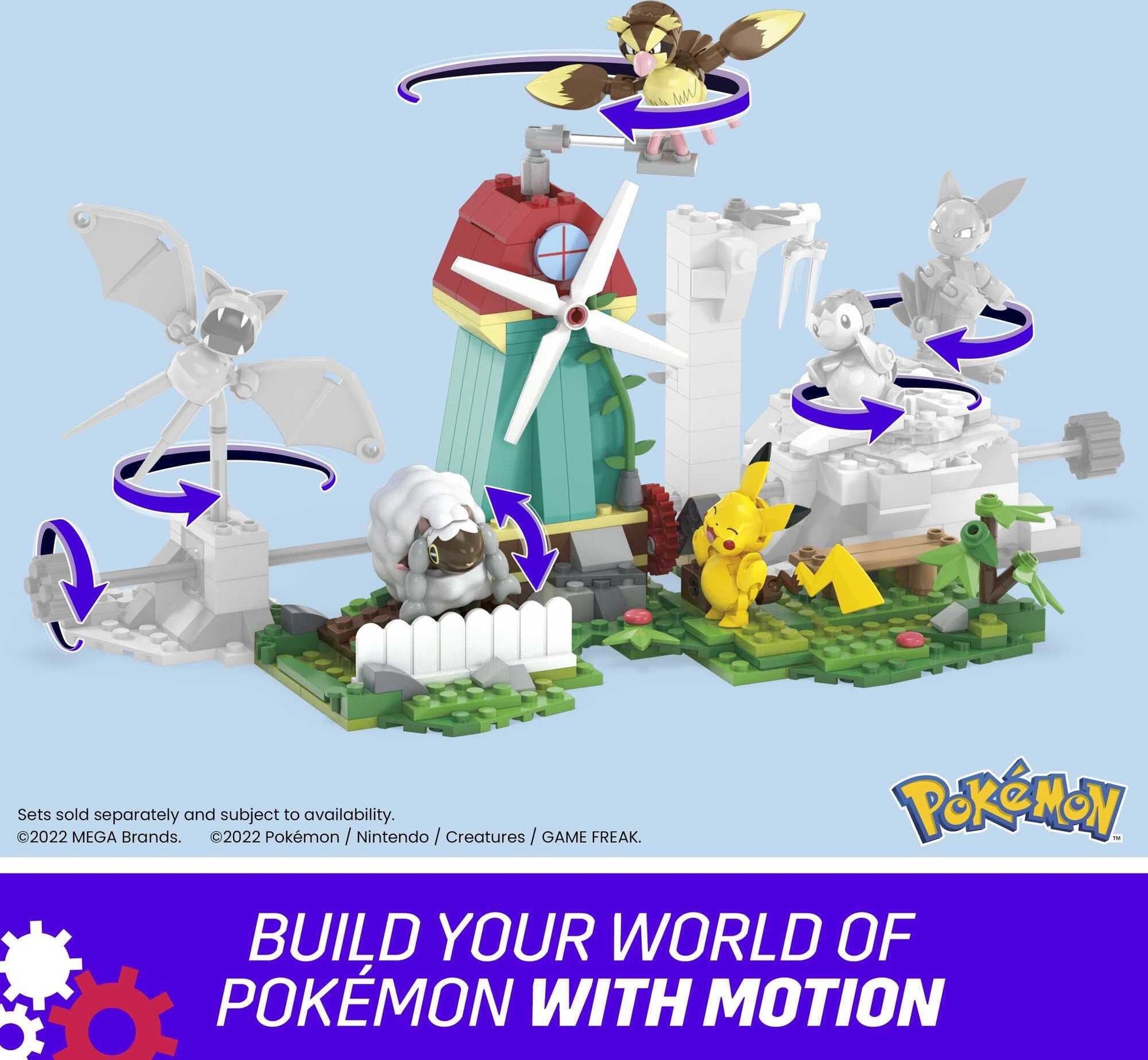 MEGA Pokemon Building Set, Countryside Windmill with 3 Poseable Action Figures (240 Pieces)
