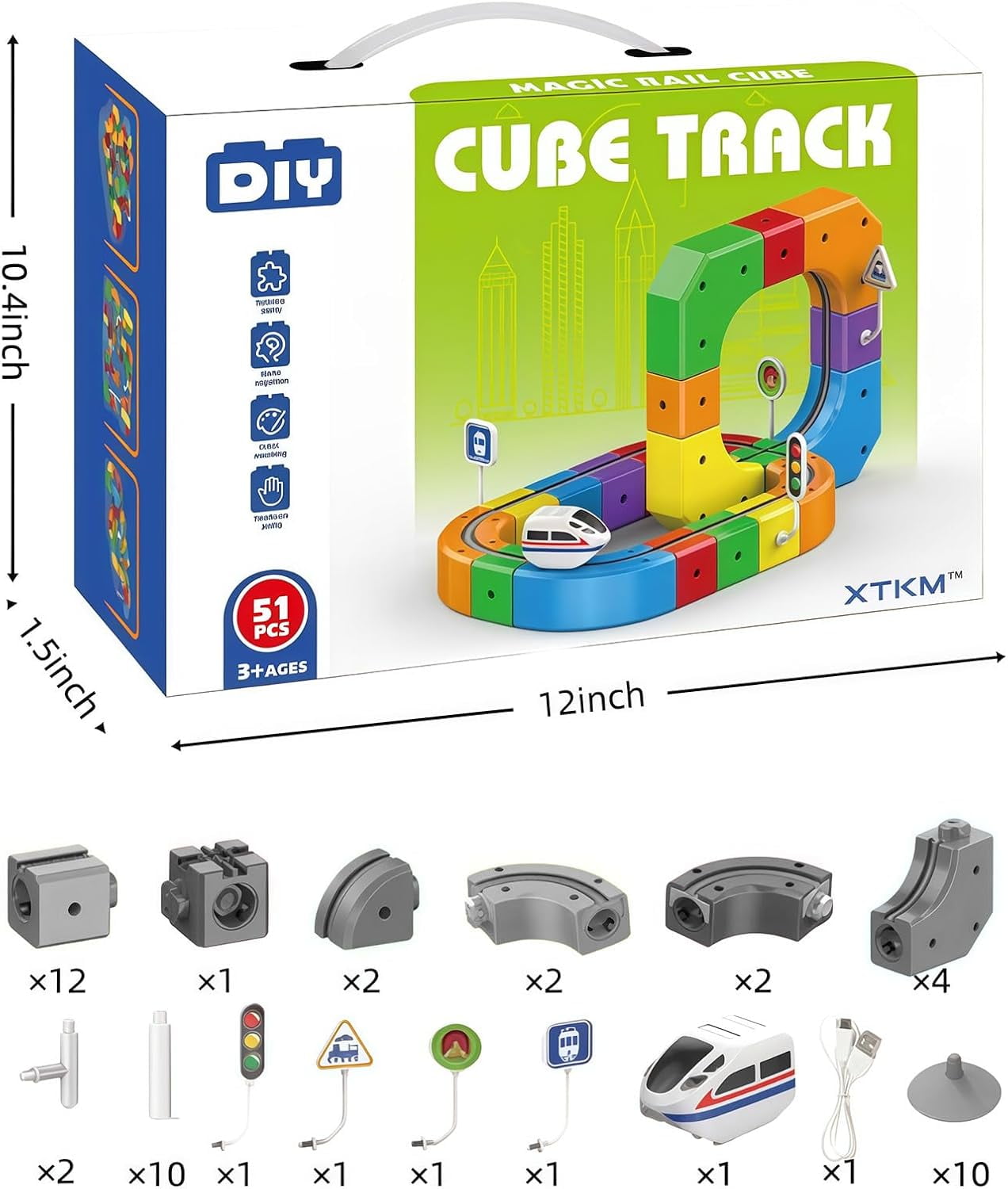 Magnetic Track Car Toys, Flexible Car Track Magnetic Train Set, DIY Race Car Track Building Kits with Train and Traffic Signs, for 4-8 Year Old Boy Toys Boys Girls Birthday Party Gifts (81PCS)