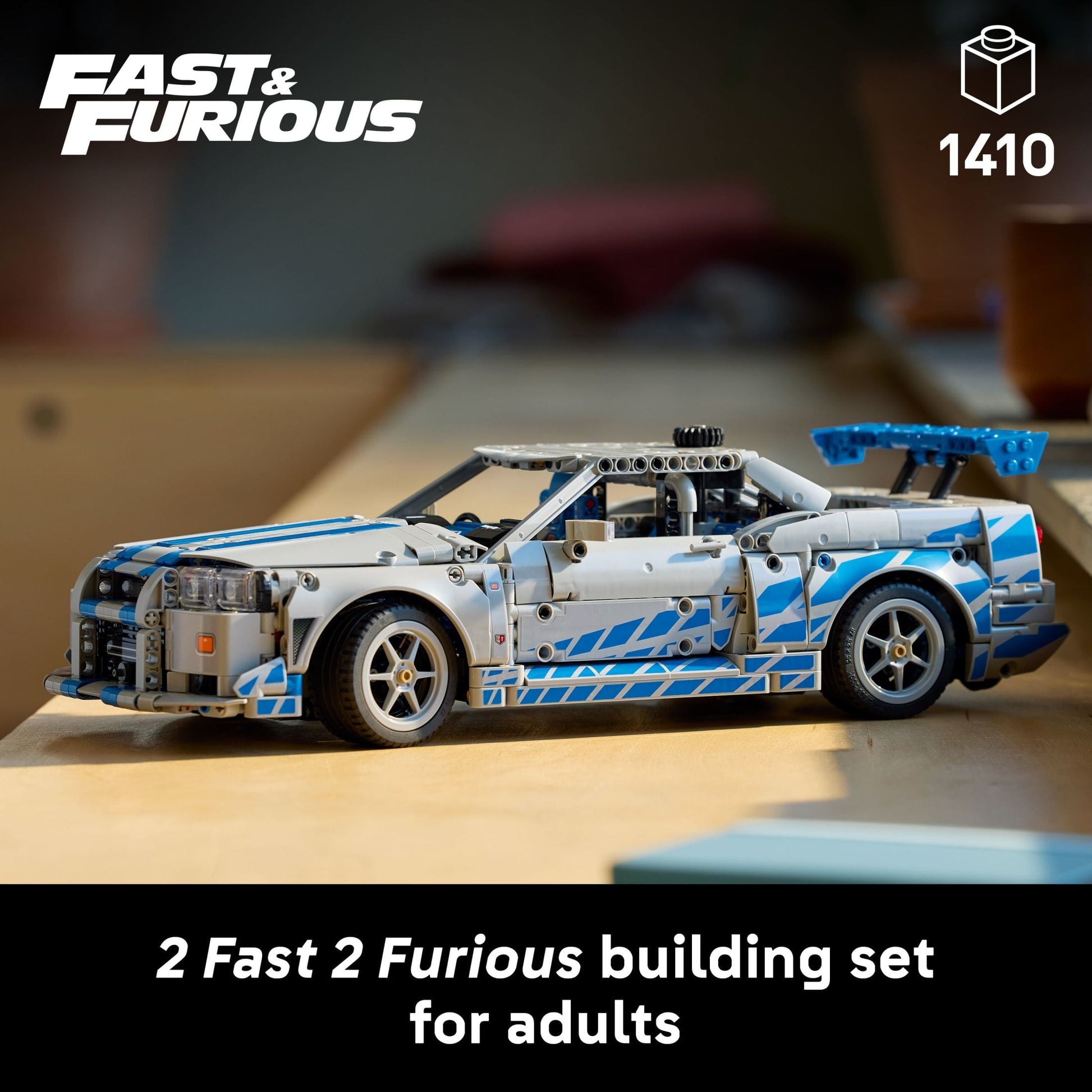 LEGO Technic 2 Fast 2 Furious Nissan Skyline GT-R (R34) Car - DIY Kit & Building Set for Adults - Collectible Model Street Racer with Drift Function - Gift for Car Enthusiasts and Movie Fans - 42210