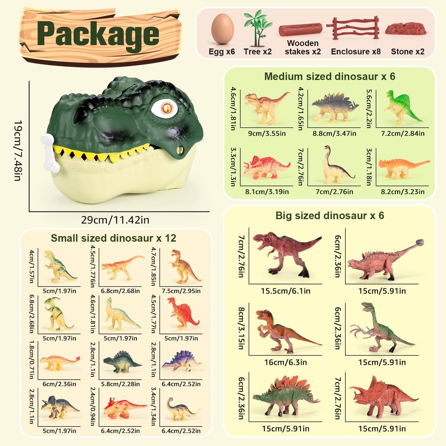 FunMagic Dinosaur Toys for Kids 3-6,45PCS Realistic Jurassic Dinosaurs Figures with Eggs&Trees&Fence,Dino World Playset, Gift for Toddler Boys & Girls