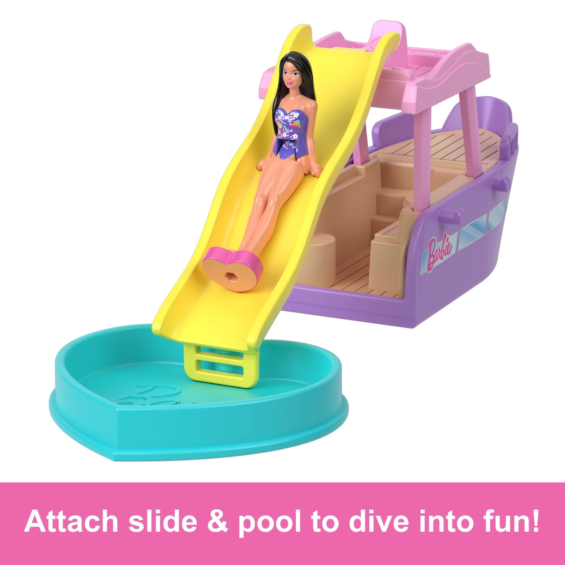Barbie Mini BarbieLand Doll & Vehicle Set with 1.5-inch Doll & Dream Boat with Color-Change