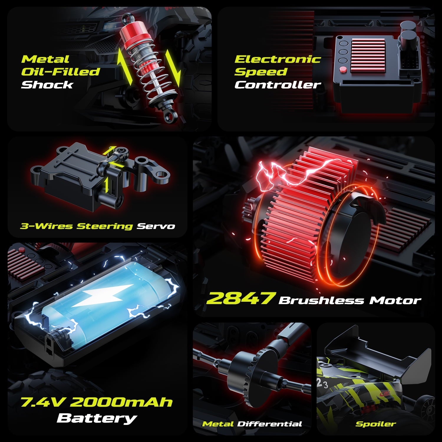 DEERC 1/14 Fast Brushless RC Car for Adults, 43 MPH High Speed 4x4 Off-Road RC Truck, Waterproof Monster Truggy, All Terrain Remote Control Drift Car for Boys 8-12, 2 Batteries, 3S Lipo Compatible