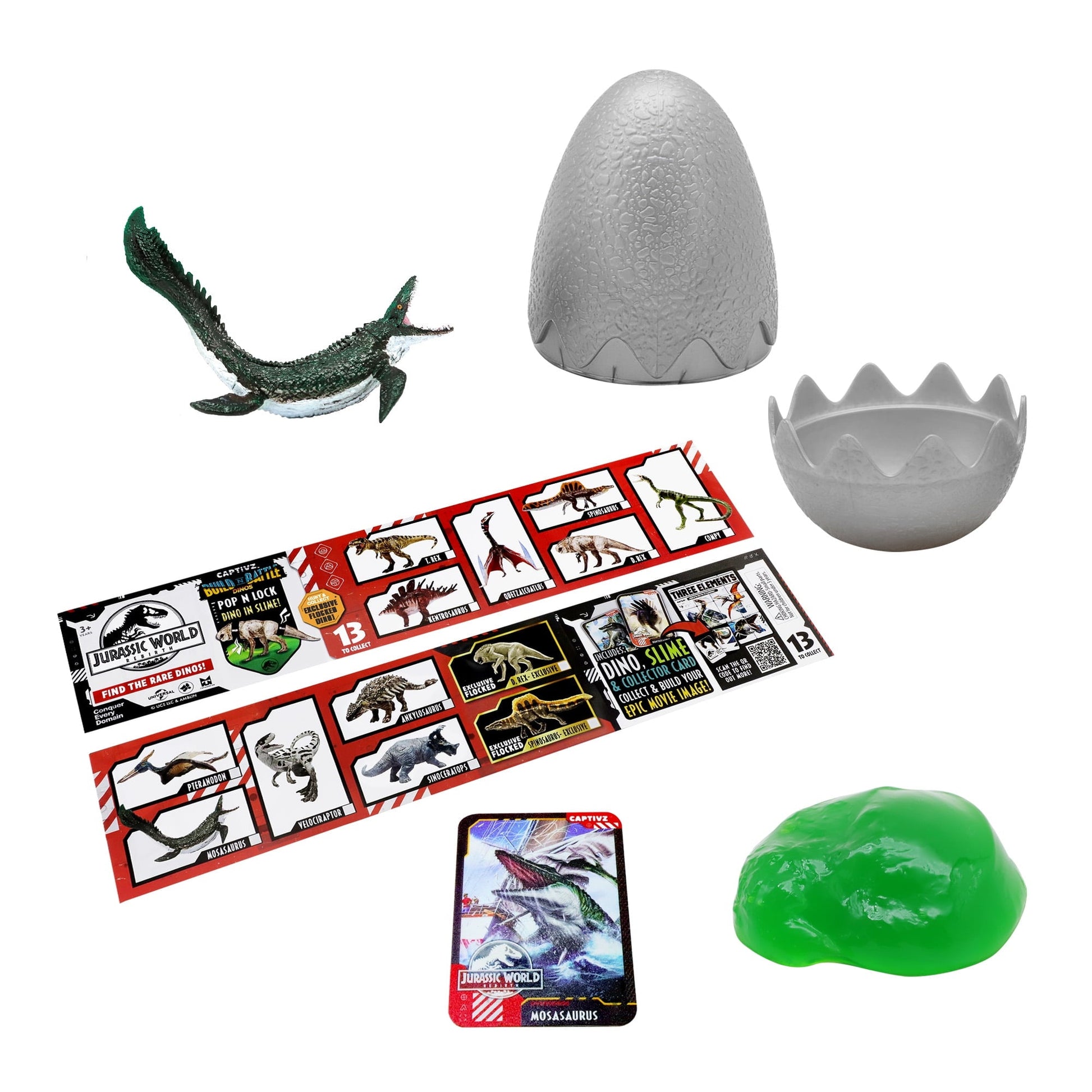 Jurassic World Rebirth Captivz Slime Egg Dinosaur Collectible Flocked Exclusive Ages 3+