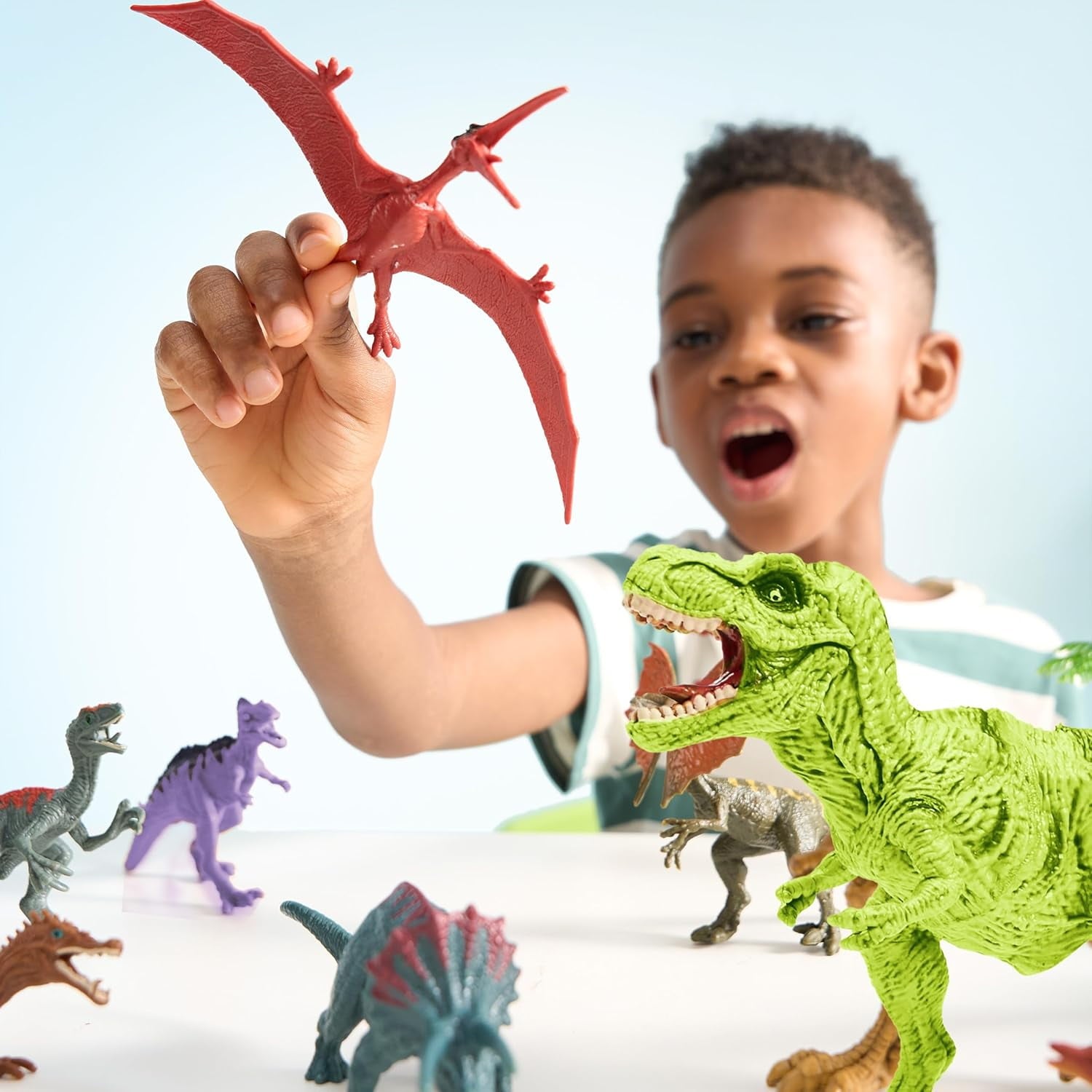 Joyfy 19 PCS Dinosaur Figures for Toddlers, Realistic Dinosaur Toys with Activity Play Mat & Storage Cage & Trees, Dino Playset Toys for Kids Ages 3-5, Christmas Birthday Gift For Boys