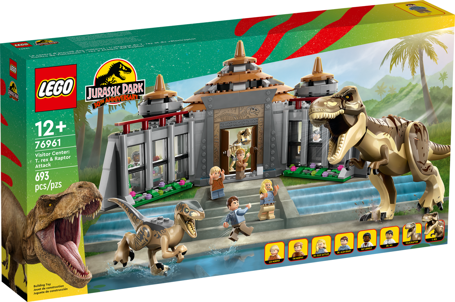 LEGO Jurassic Park Visitor Center: T. rex & Raptor Attack 76961 Buildable Dinosaur Toy, Gift for Teens and Kids Aged 12 and Up, Including a Dino Skeleton Figure, 6 Minifigures and More