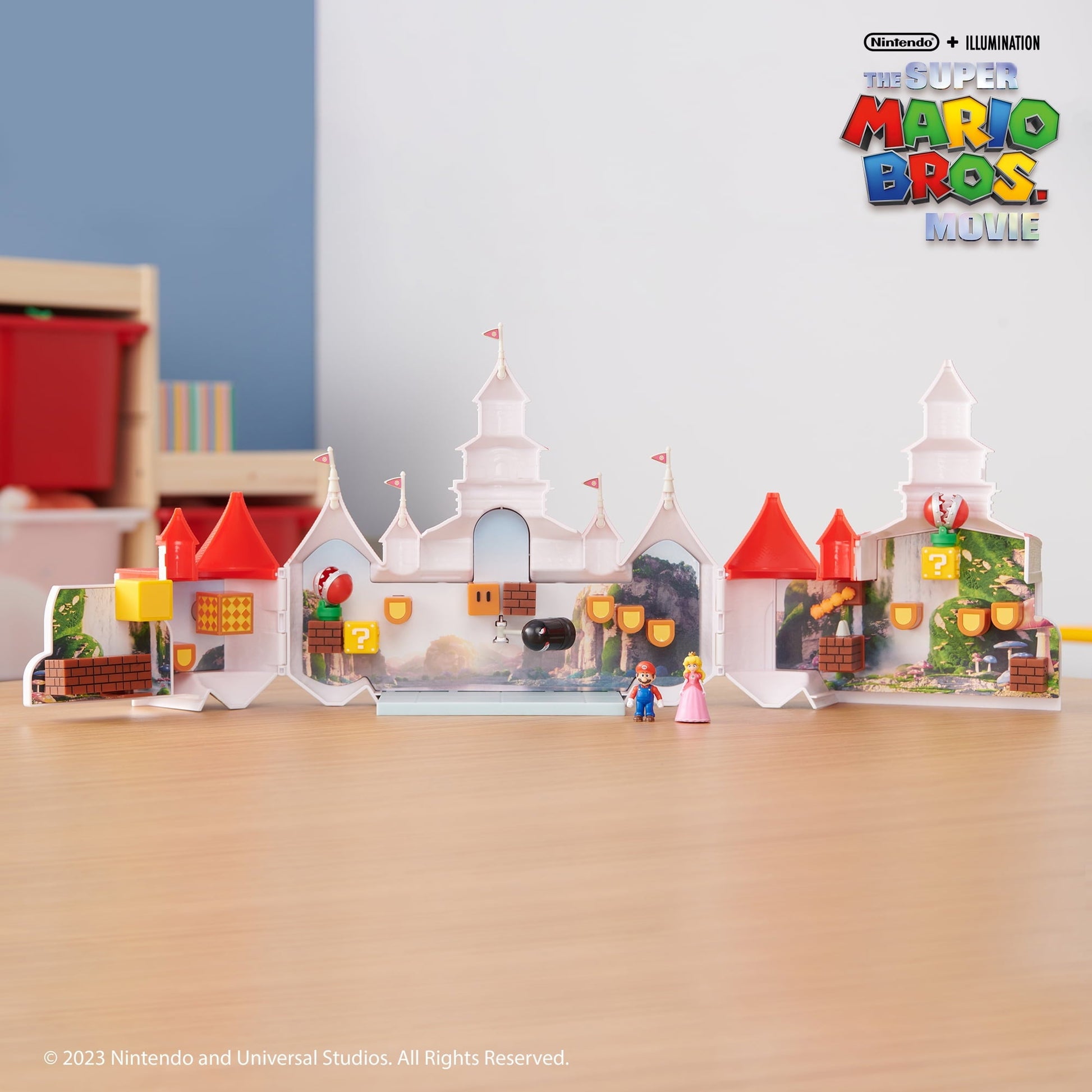 The Super Mario Bros. Movie Mushroom Kingdom Castle Playset with Mini Mario and Peach Action Figures