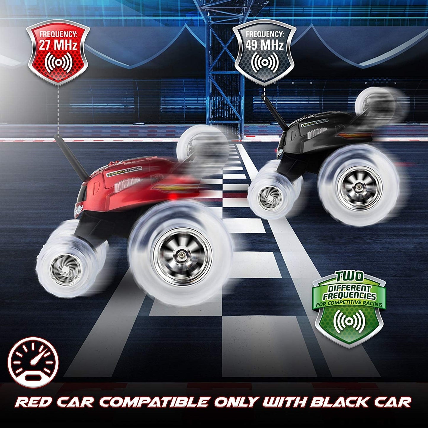 Sharper Image® Thunder Tumbler Remote Control Car, with LED Lighting and 360 Spins, Age 6+, Red