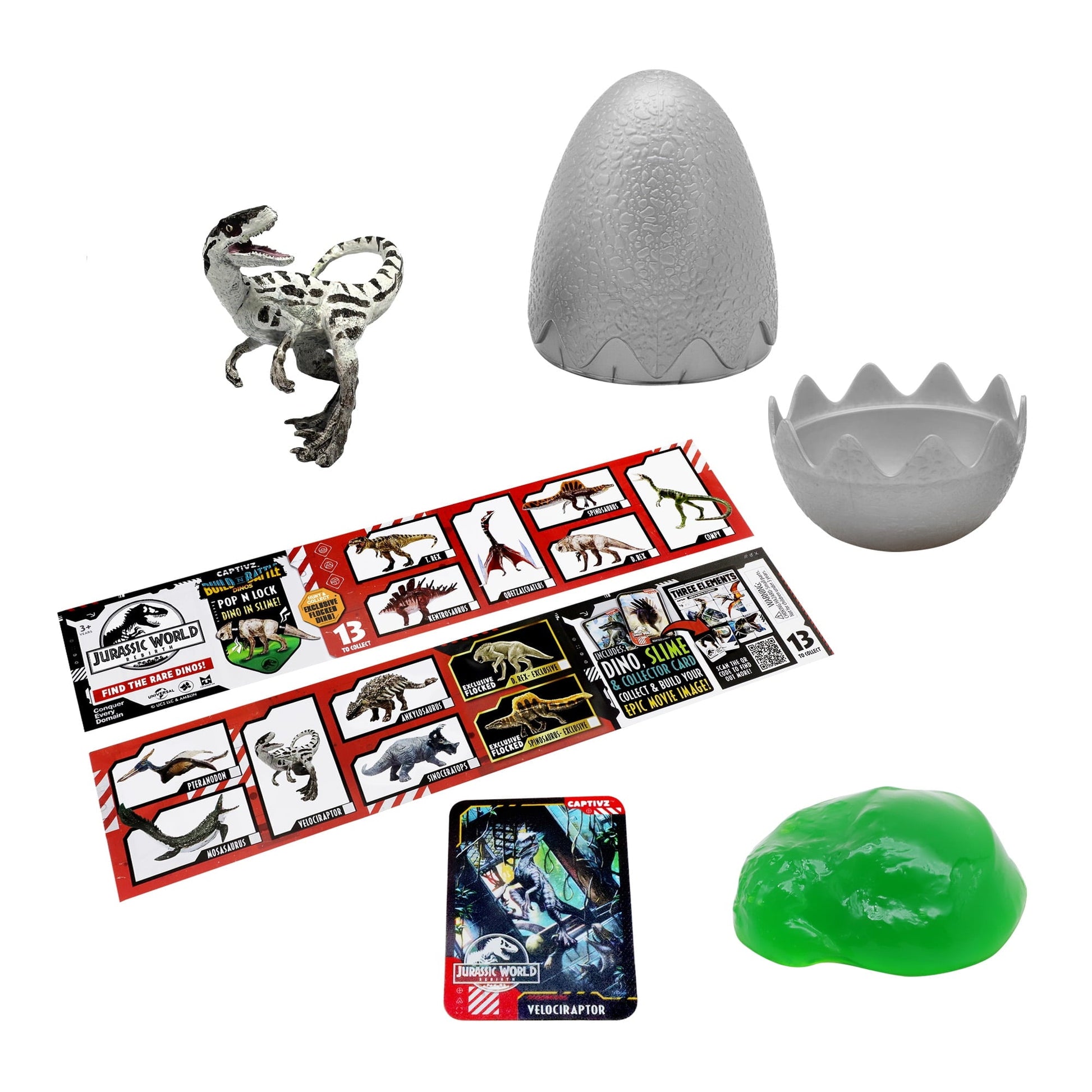 Jurassic World Rebirth Captivz Slime Egg Dinosaur Collectible Flocked Exclusive Ages 3+