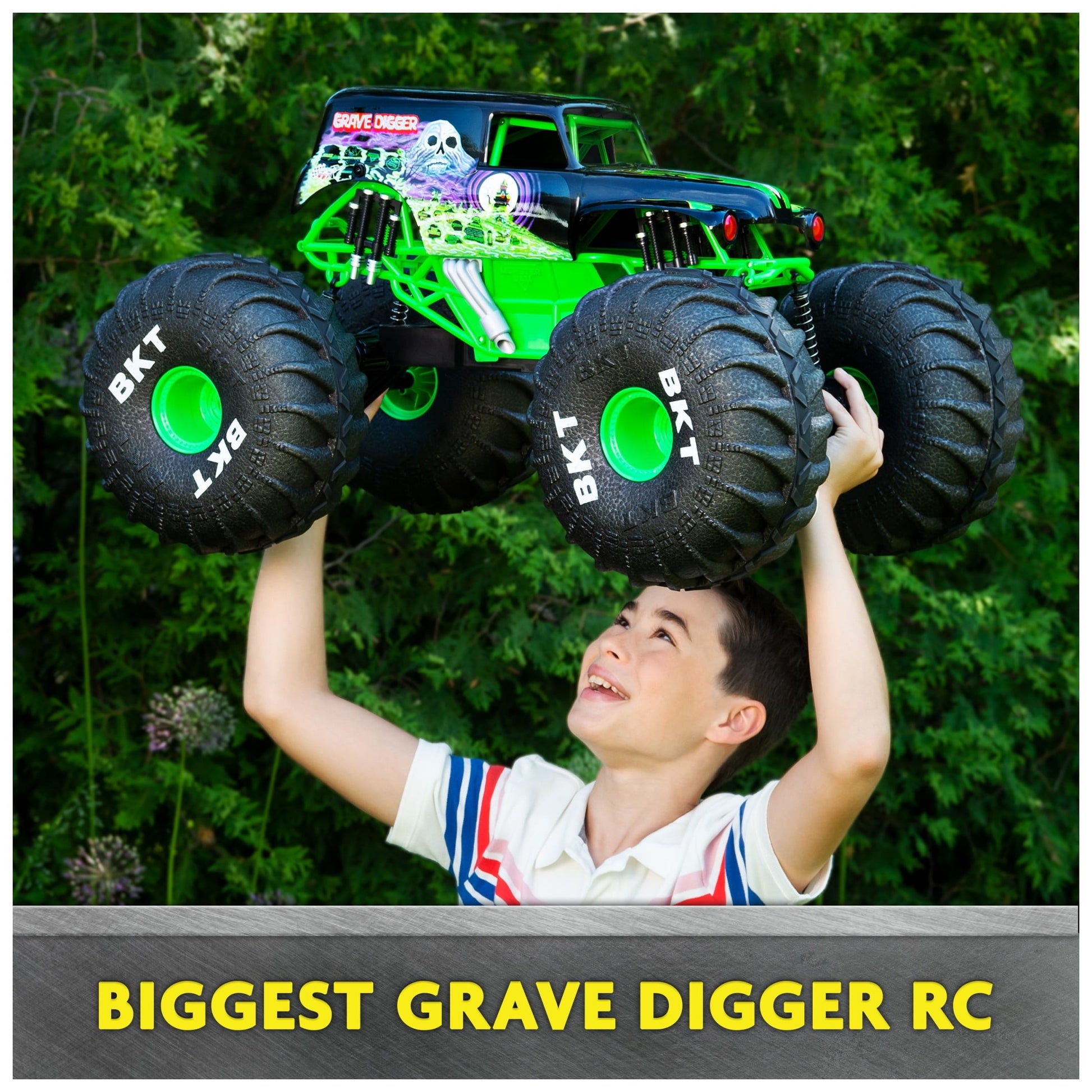 Monster Jam Mega Grave Digger All-Terrain Remote Control Monster Truck, 1:6 Scale