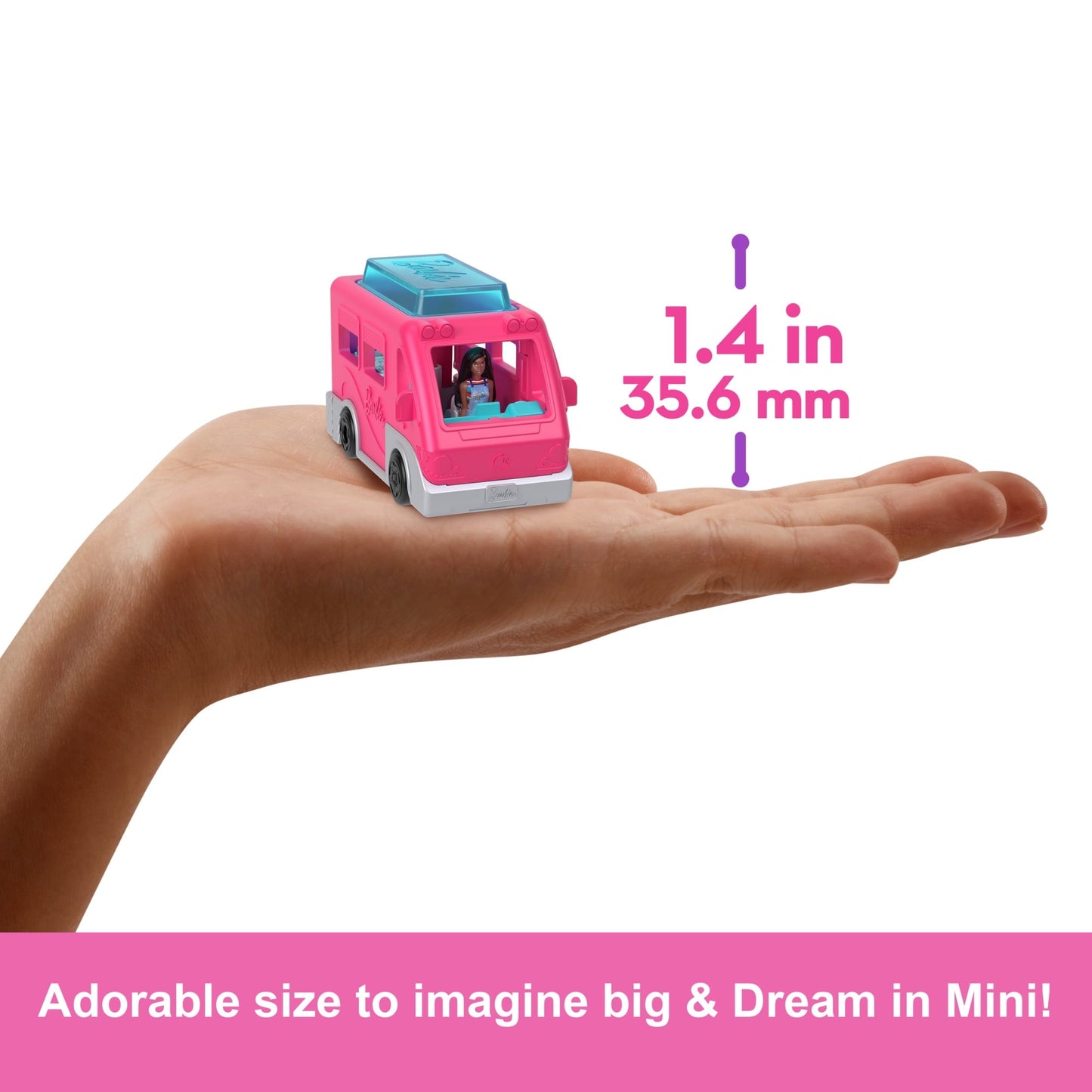 Barbie Mini BarbieLand Doll & Toy Vehicle Set, 1.5-inch Barbie Doll & DreamCamper