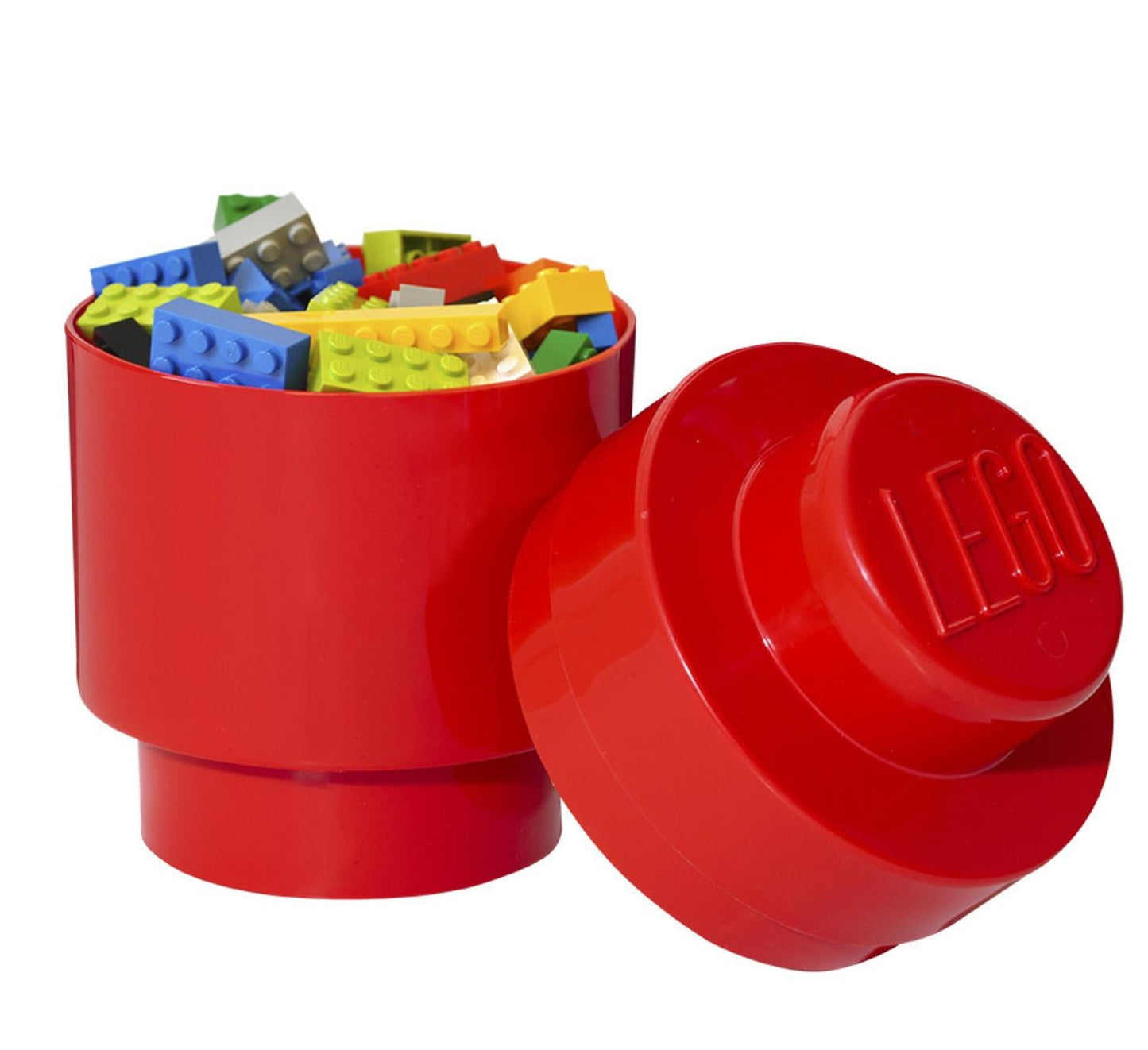 LEGO Round Storage Brick Toy Box, Bright Red