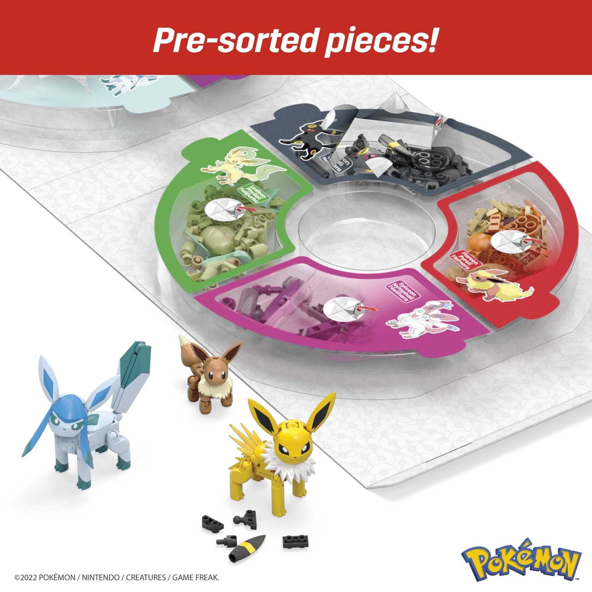 MEGA Pokemon Action Figure Building Toys for Kids, Every Eevee Evolution with 470 Pieces, 9 Poseable Characters, Gift Idea
