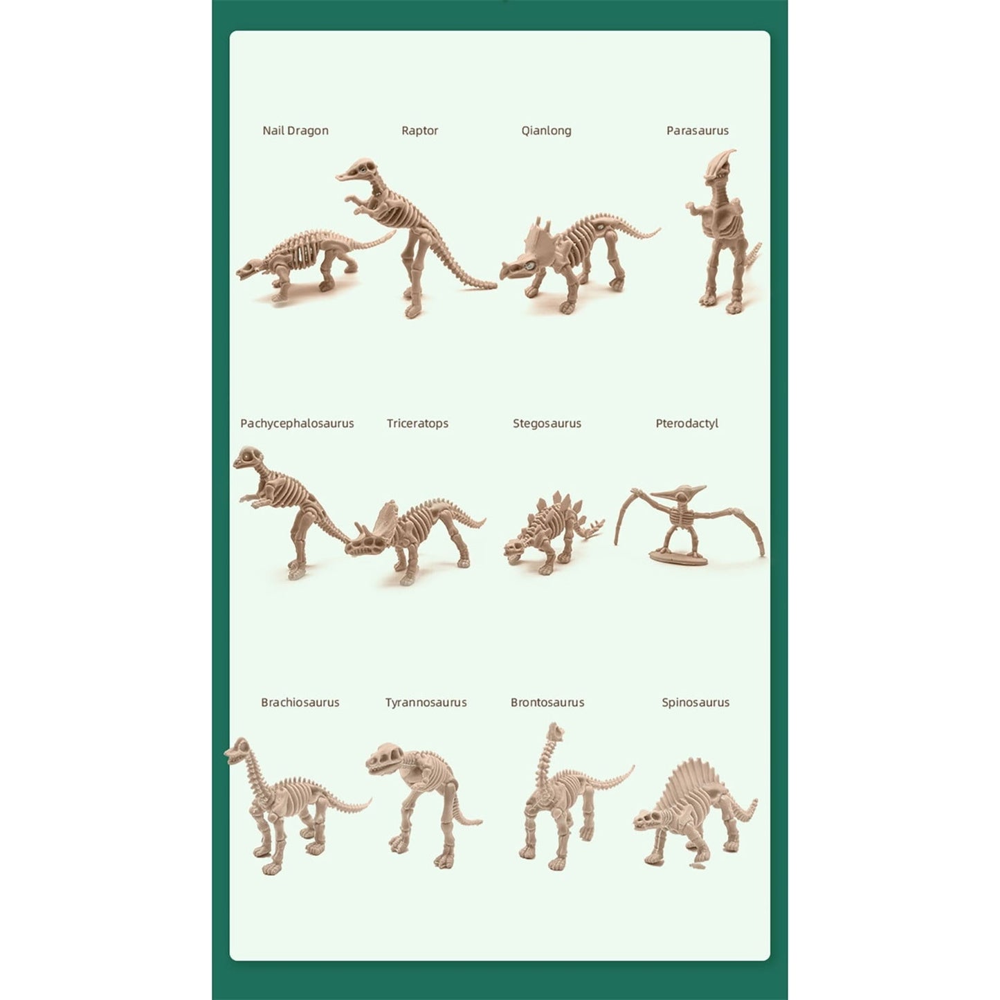 RUIG 12 Pcs Dinosaur Fossil Skeletons Figures - Mini Dinosaur Figurines for Toddler Kids - Dino Bones Cake Topper Party Favors, Ideal Gift for 3 4 5 6 Boys Girls