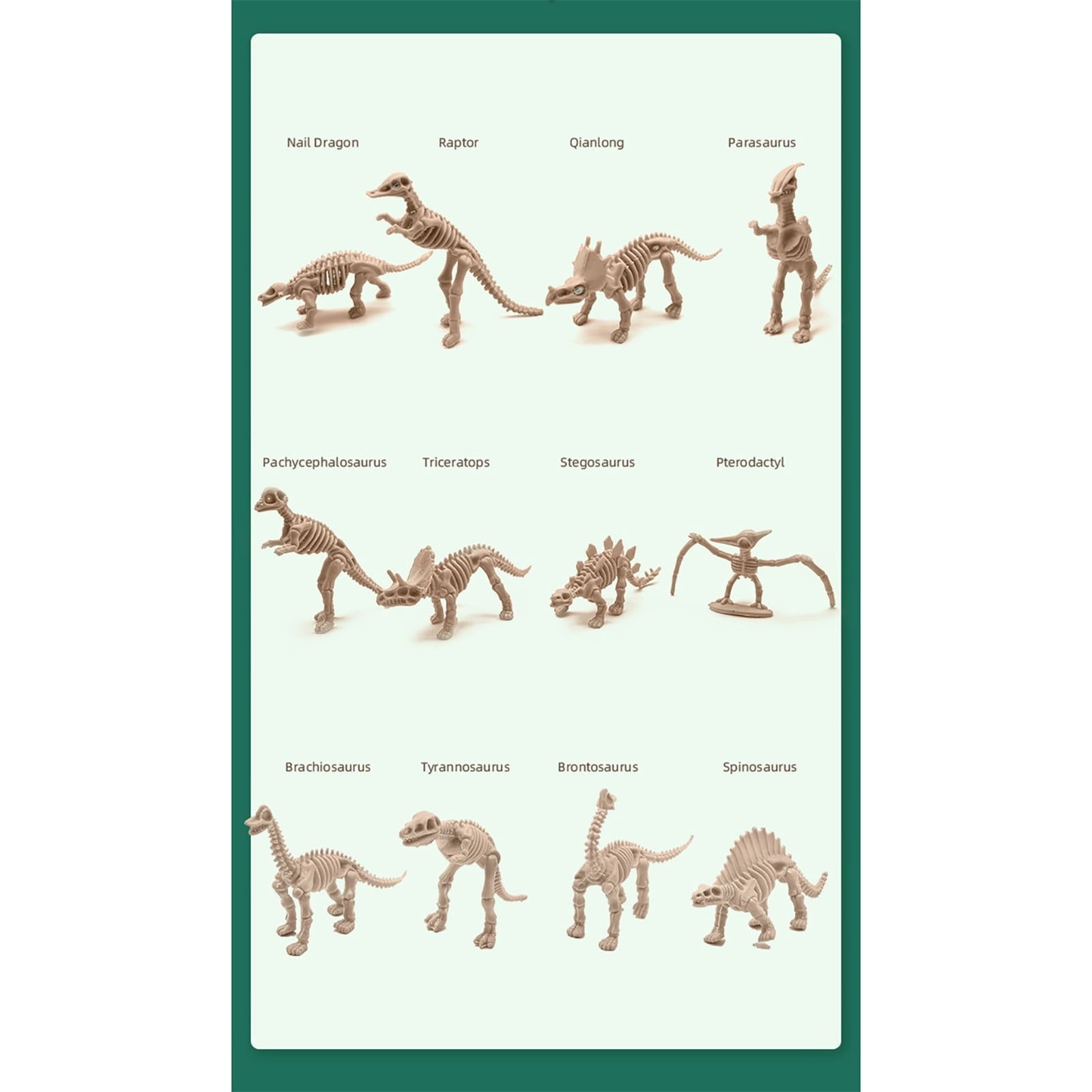 RUIG 12 Pcs Dinosaur Fossil Skeletons Figures - Mini Dinosaur Figurines for Toddler Kids - Dino Bones Cake Topper Party Favors, Ideal Gift for 3 4 5 6 Boys Girls