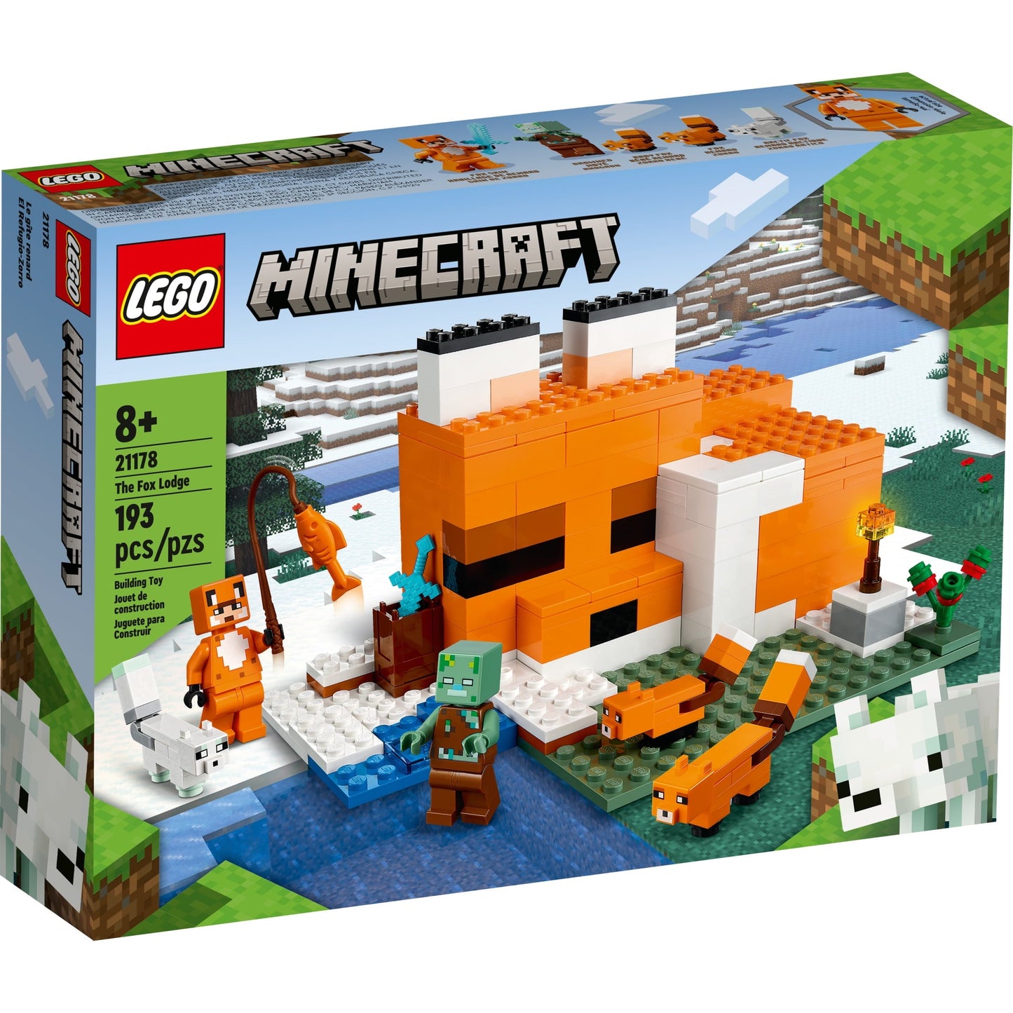 LEGO Minecraft The Fox Lodge Building Toy - Pretend Play Toy Figures & Playsets for Boys & Girls, Ages 8+ Years - Minecraft Gifts for Fans - Bedroom Decor for Kids - 21178
