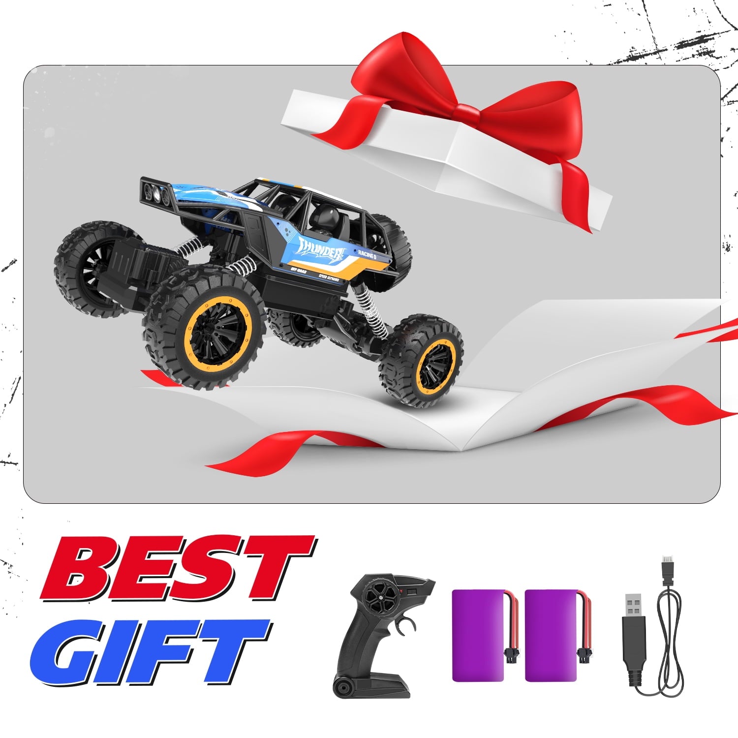 JoyStone 1:12 RC Cars 4WD Off-Road 2.4Ghz RC Monster Truck with Metal Shell and Light, Remote Control Car Crawler for Adult and Kid, 2 Batteries, Dark Blue