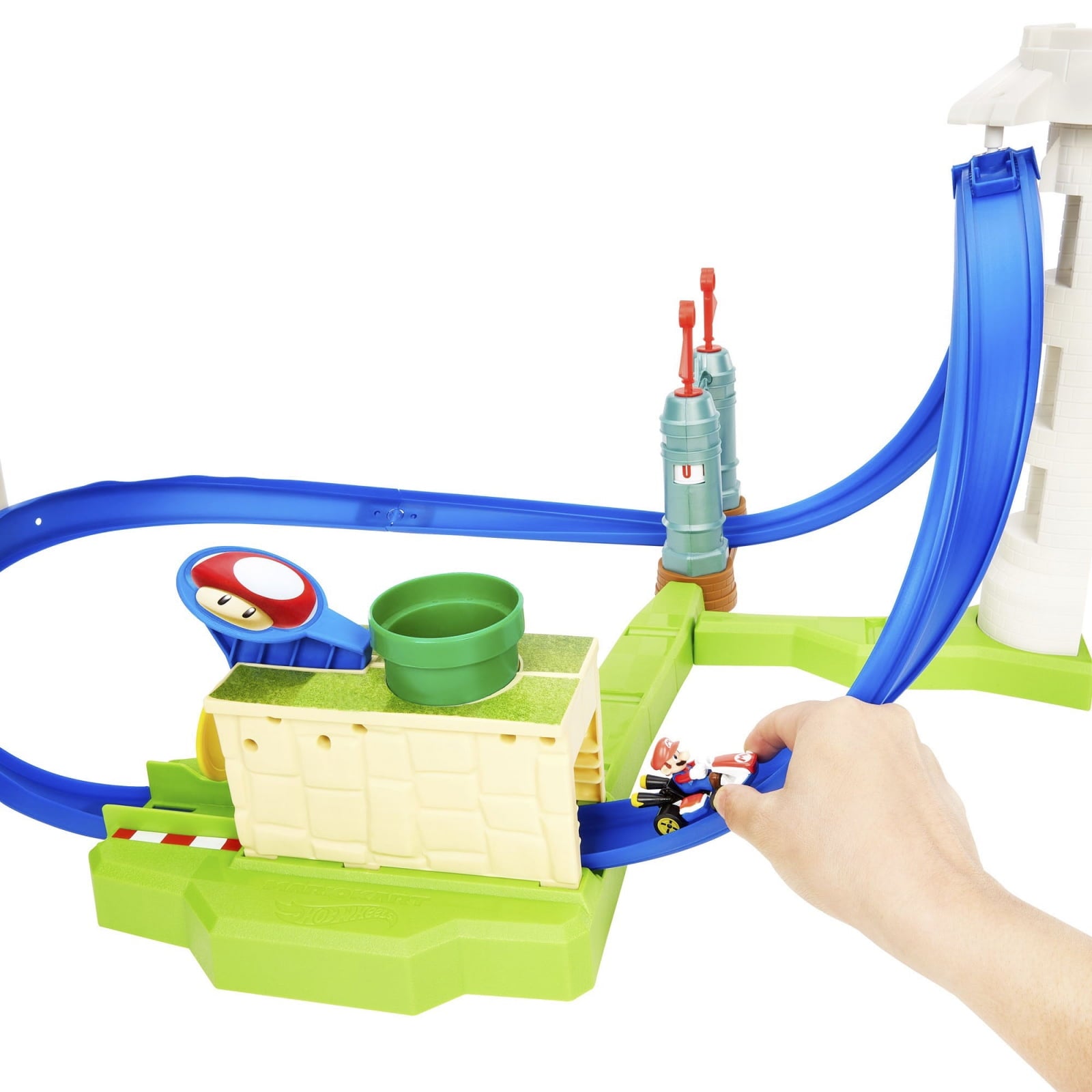 Hot Wheels Mario Kart Circuit Slam Vehicle Playsets with Mattle Blue Car Toy