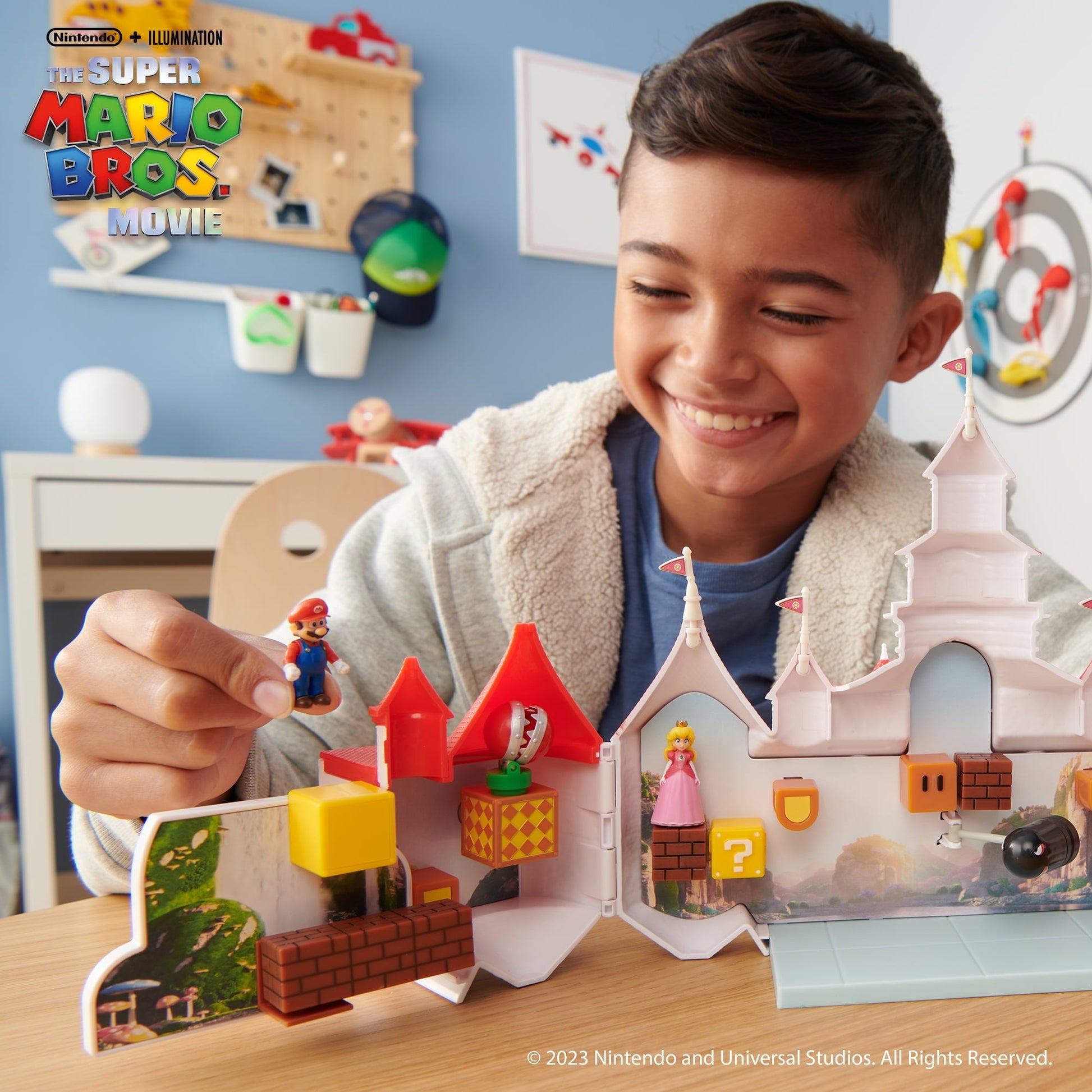 The Super Mario Bros. Movie Mushroom Kingdom Castle Playset with Mini Mario and Peach Action Figures