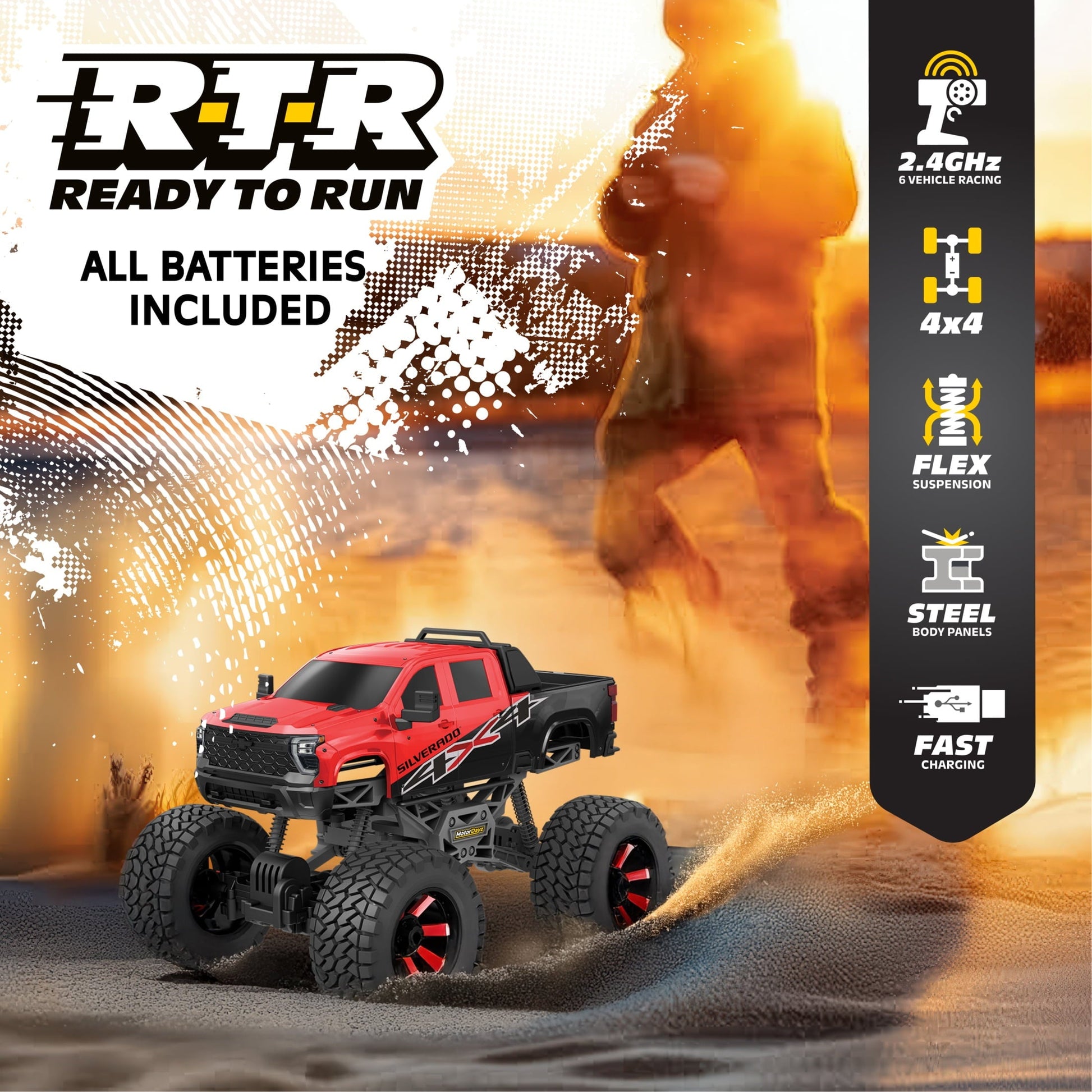 Motor Dayz (1:10) Chevrolet Silverado Heavy Metal Remote Control 4X4 Truck