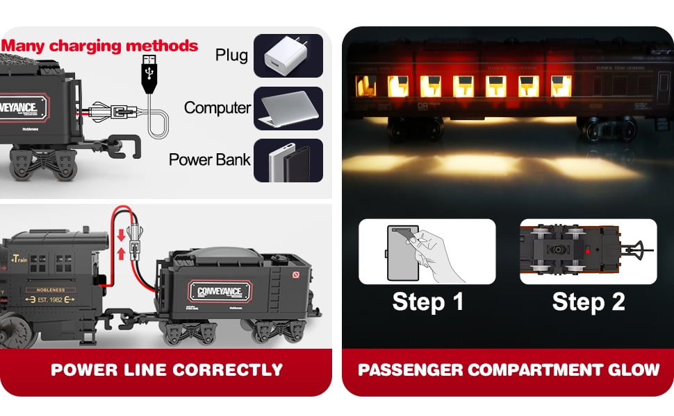 Flooyes Electric Train Sets With light-up carriages, Train Toys With figure-eight track, Birthday Gifts For Boys Girls Red