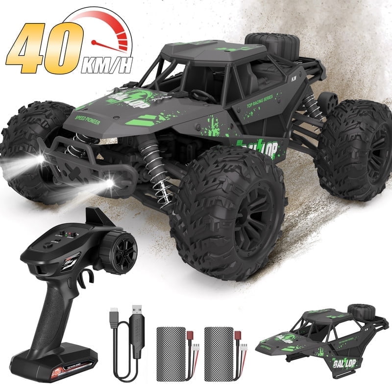 Yexmas 1:16 Scale Fast Large RC Car,40+KM/H All Terrain High Speed Remote Control Car, 4x4 RC Monster Truck with 60 Min Runtime,2 Batteries,Gifts Toys for Kids & Adults,Black