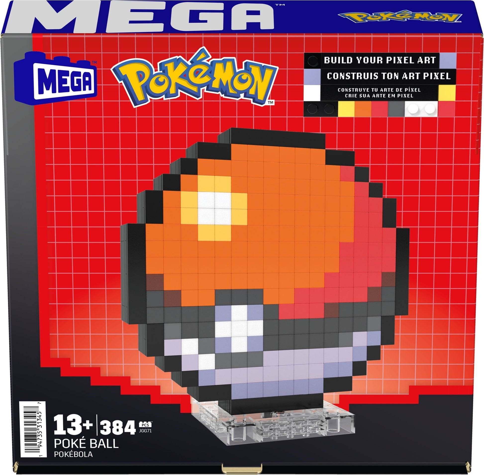 Mega Bloks - Pokemon Classic Poke Ball, Pixel Art, 342 Piece Building Toy Set