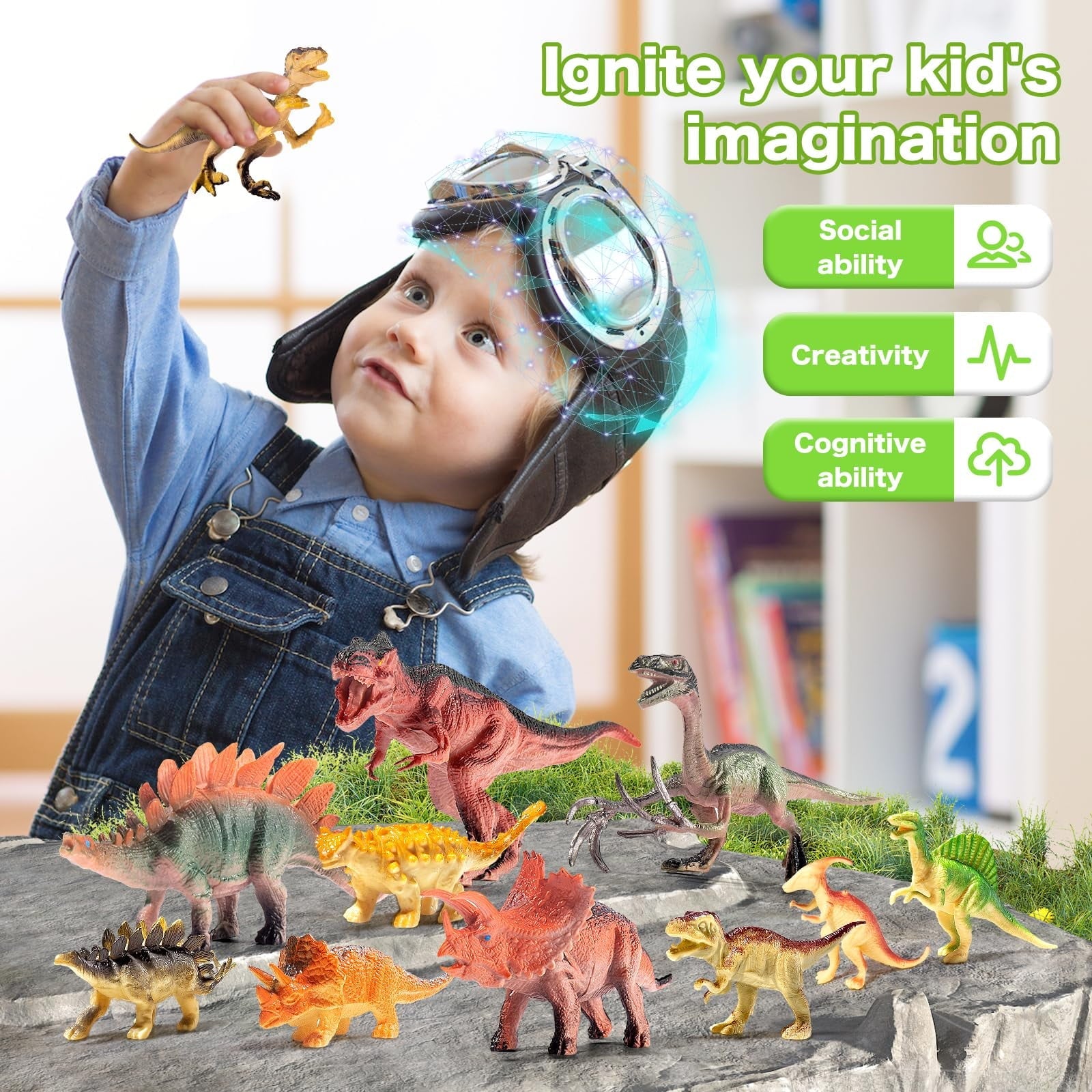 45PCS Dinosaur Toys for Kids 3-5, Realistic Jurassic Dinosaurs Figures with Eggs\u0026Trees\u0026Fence Playset to Create a Dino World,Educational Figures, Great Gift for Toddler Boys \u0026 Girl