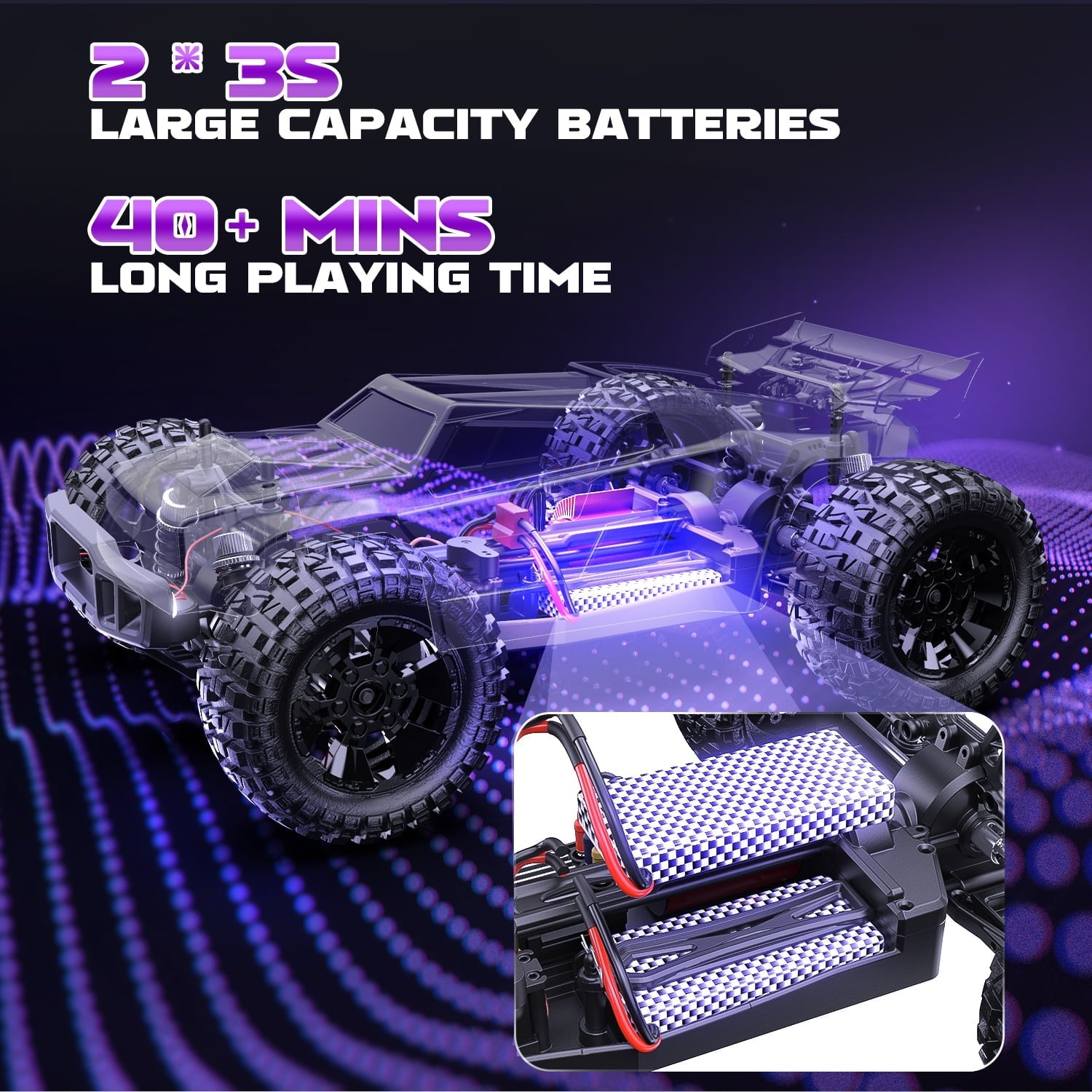 DEERC 200E 1:10 Large 3S Brushless Motor High Speed RC Cars for Adults, 4X4 Fast RC Trucks W/Extra Shell LED Headlight, 60KM/H, All Terrain Remote Control Car, Offroad Monster Truck for Boys,2 Battery