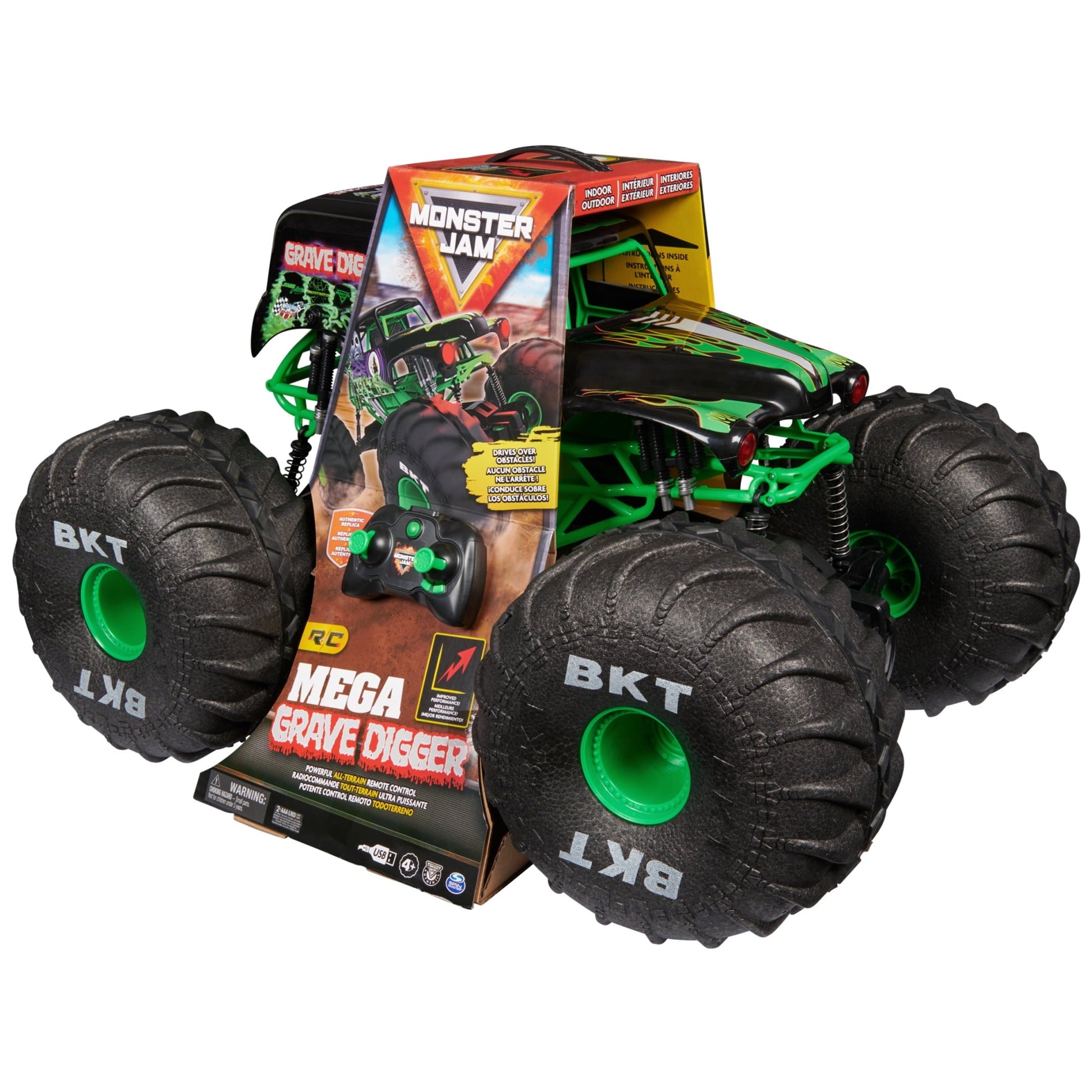 Monster Jam Mega Grave Digger All-Terrain Remote Control Monster Truck, 1:6 Scale