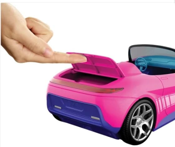 Hot Wheels Remote Control Barbie Convertible Car with 2 Dolls, Pink RC Vehicle, Kids Toy