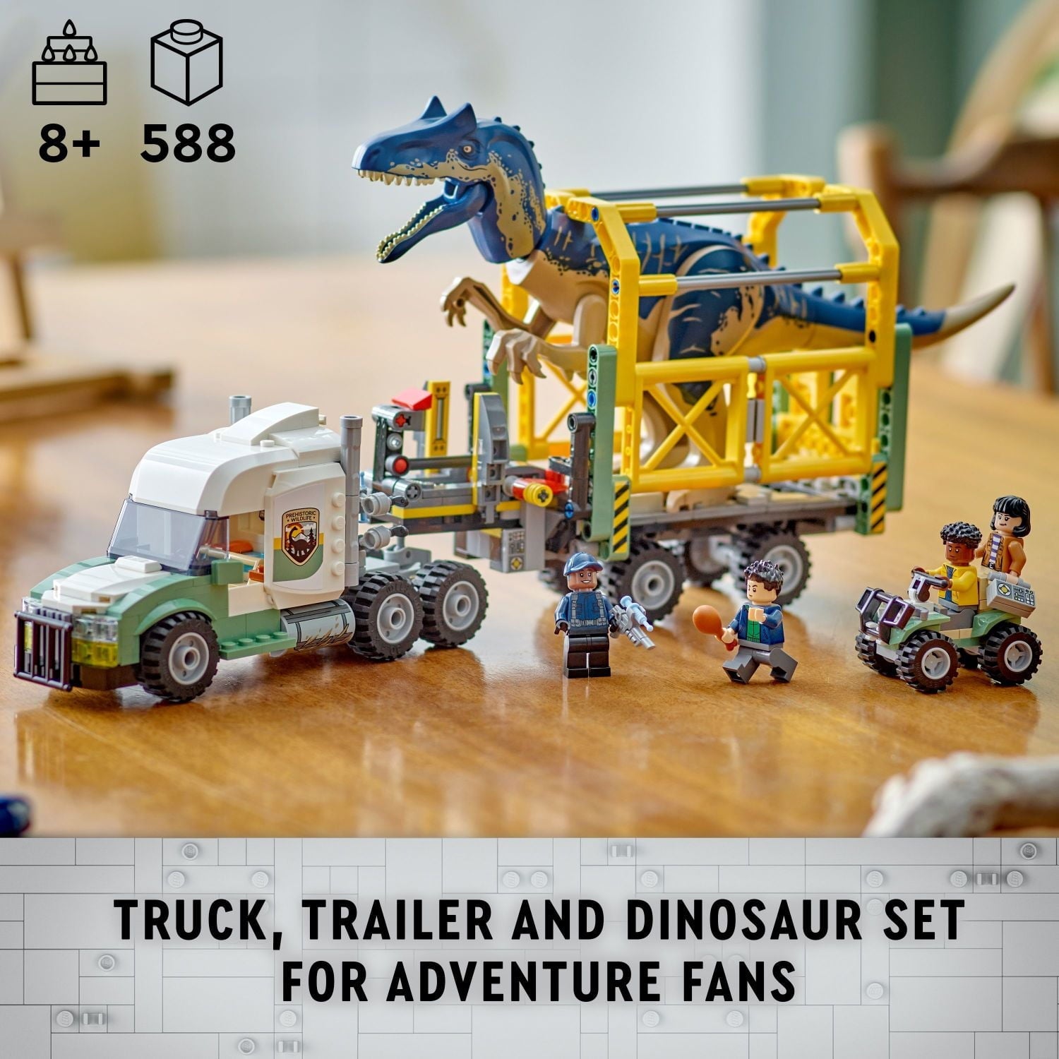 LEGO Jurassic World Dinosaur Missions: Allosaurus Transport Truck Toy, Fun Gift Idea for Kids with Kenji, Darius and Yaz Minifigures, Jurassic World Dinosaur Toy for Boys and Girls Ages 8 and Up 76966