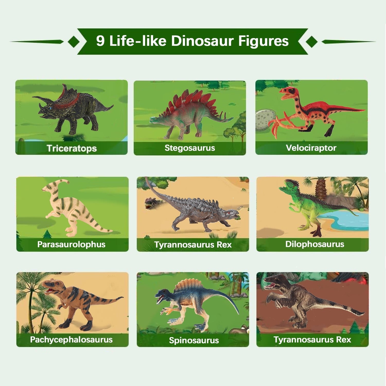 Lictin Dinosaur Toys Play Set, 42 PCS Dinosaur Toys with Play Mat for Kids Toddlers, Dinosaur Figures, Trees, Volcano, Dinosaur Toys Gift Set for 3 4 5 6 7 8 Years Boys Girls