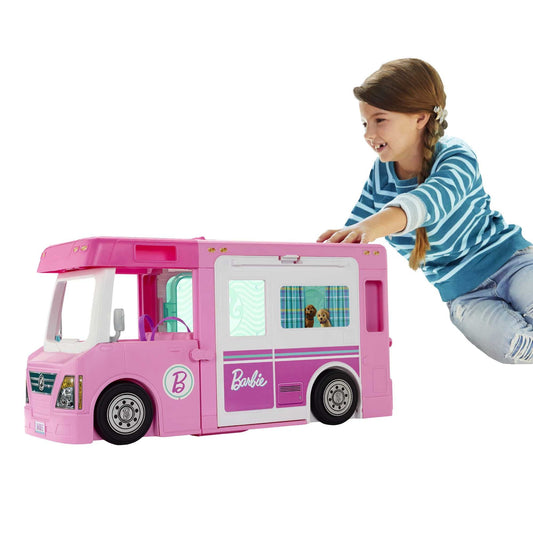 Barbie 3-in-1 DreamCamper Playset (Truck, Boat and House) with Pool and 50 Accessories