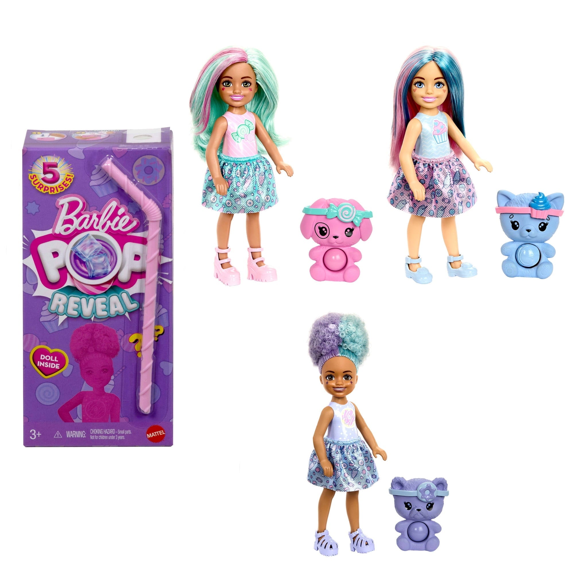 Barbie Chelsea Pop Reveal Treat Series Doll with 5 Surprises Including Scent & Pet (Styles May Vary)