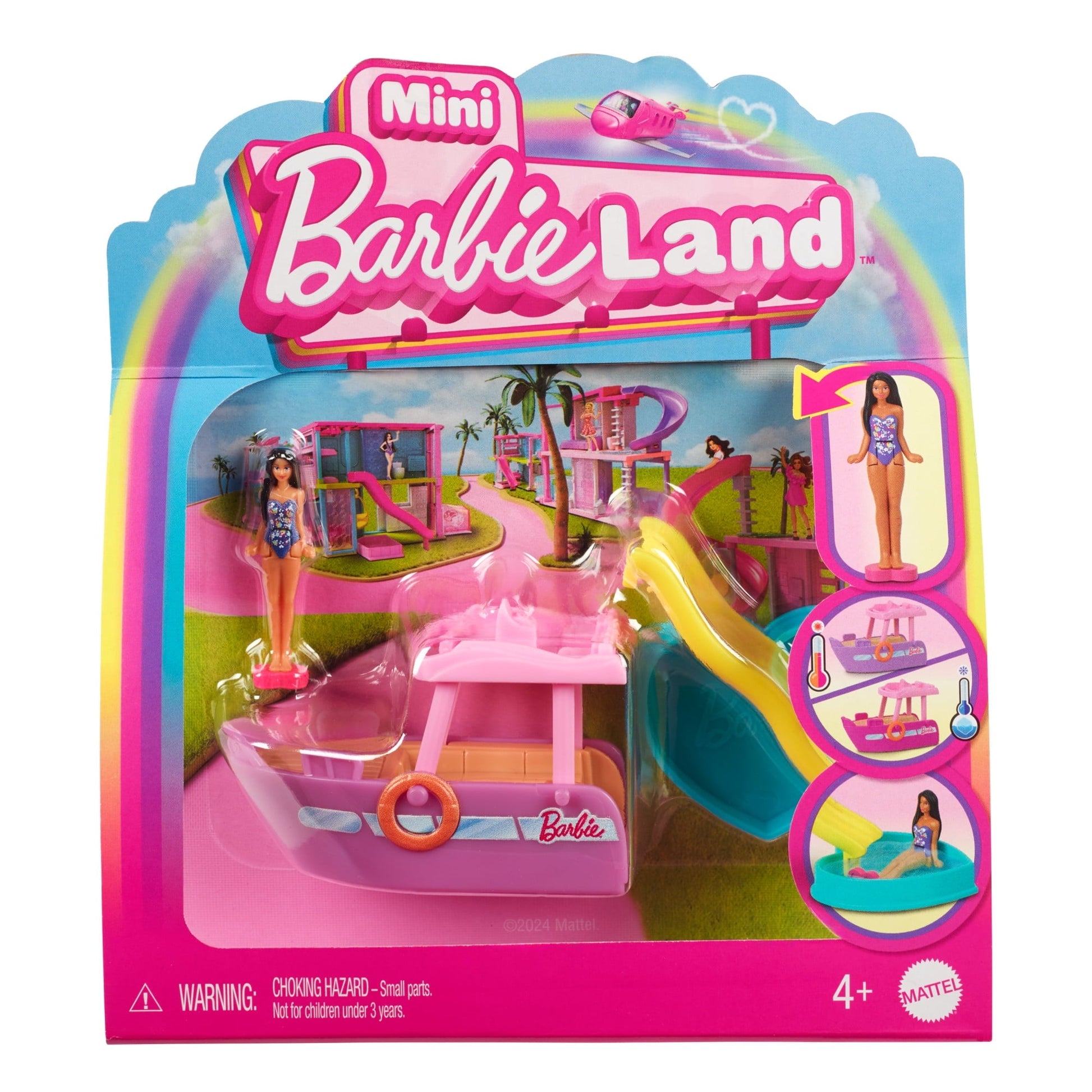 Barbie Mini BarbieLand Doll & Vehicle Set with 1.5-inch Doll & Dream Boat with Color-Change