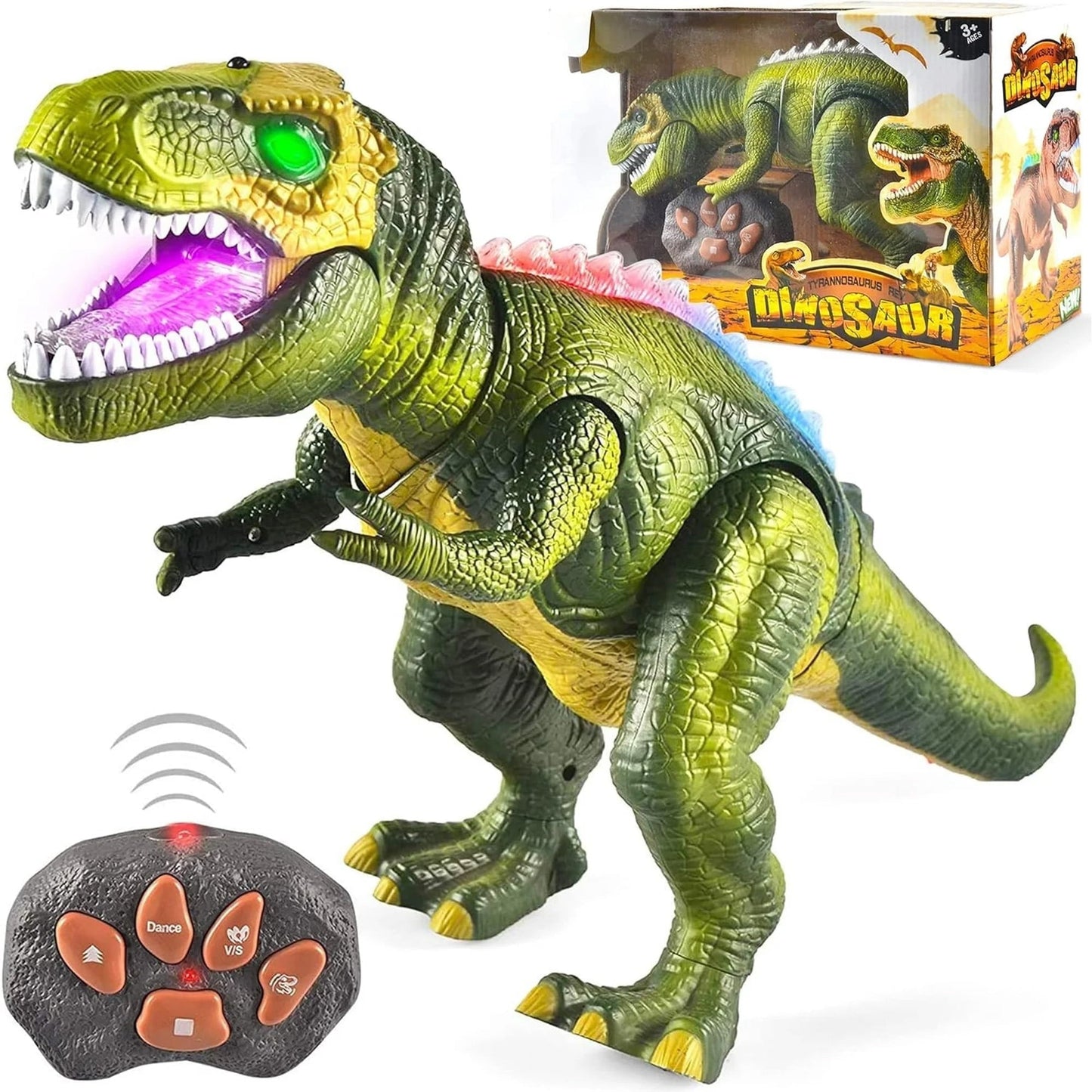 Joyfy Remote Control Walking Dinosaur for Kids 3-5, Robot Dinosaur Toy with Light and Realistic Roaring Sound, Electric Animal Toy, Christmas Birthday Gift for Boys