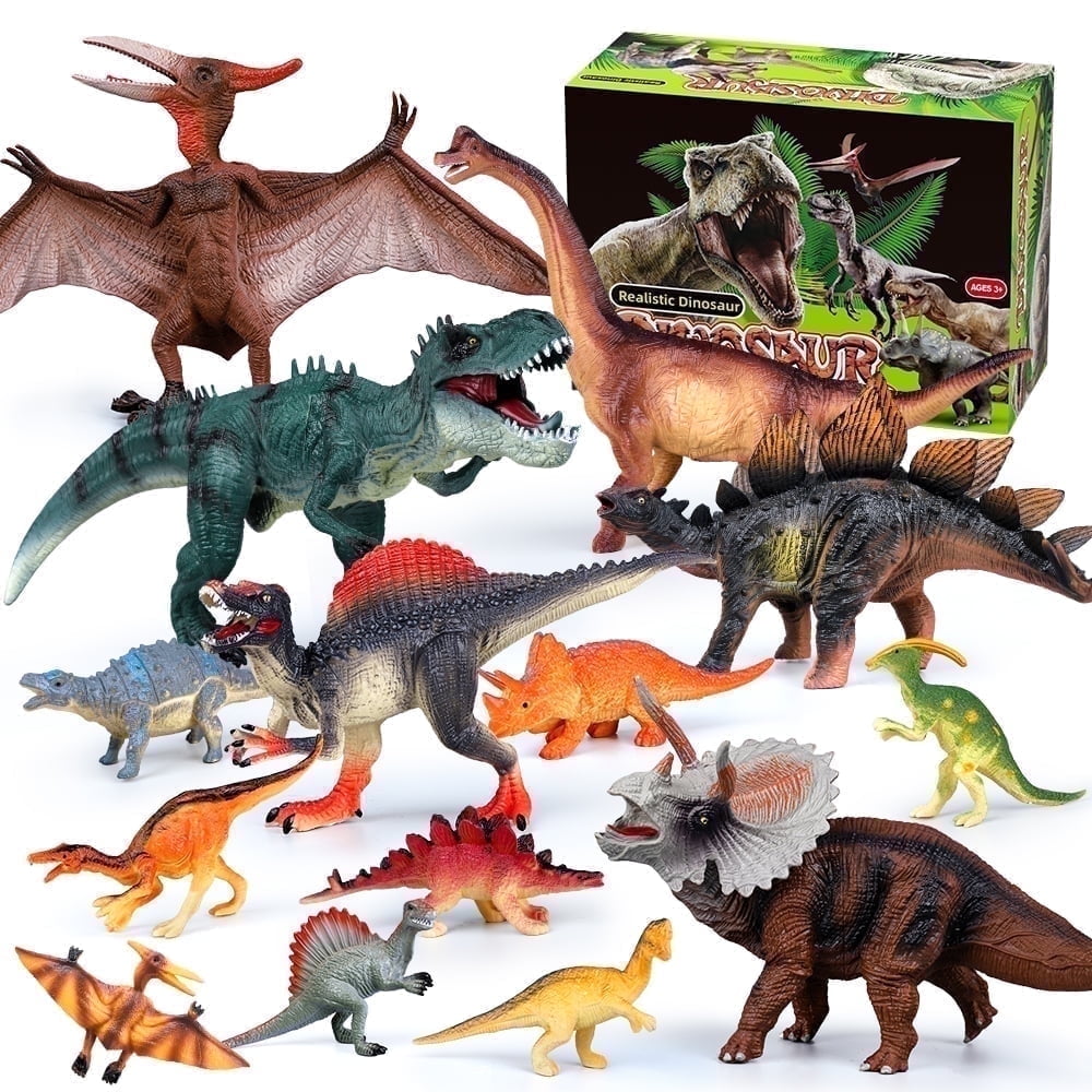 Drefirsa Realistic Dinosaur Action Figures Plastic Toy Set, 14 Pieces