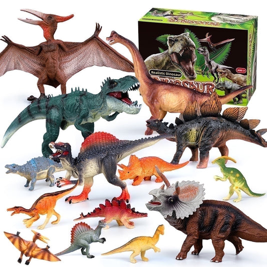 Drefirsa Realistic Dinosaur Action Figures Plastic Toy Set, 14 Pieces
