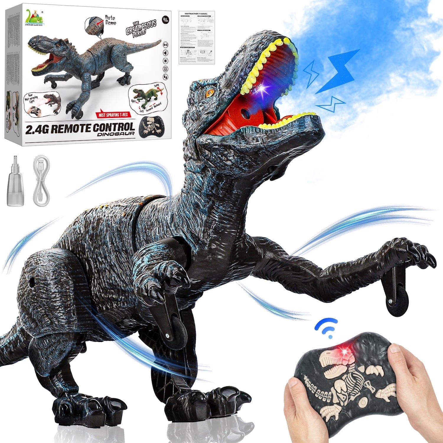 Freecat Dinosaur Toys for Toddler Boys 3 4 5 6 7 8 Years, Remote Control Walking & Roaring Simulation T-Rex Dinosaur Birthday Christmas Gift for Boys 3-8 Years Old.