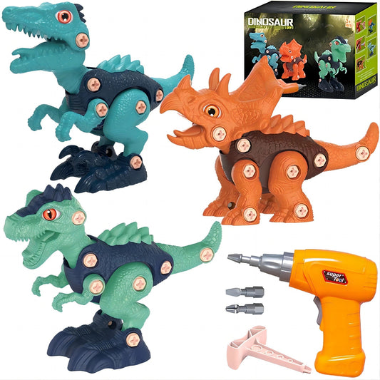 JBeeCtrl Dinosaur Toys for 3 4 5 6 7 Years Old Boys Take Apart Dinosaur Toys with Electric Drill for Kids 3-5 5-7 Construction Building Toy Party Christmas Birthday Gifts for Toddlers Boys Girls